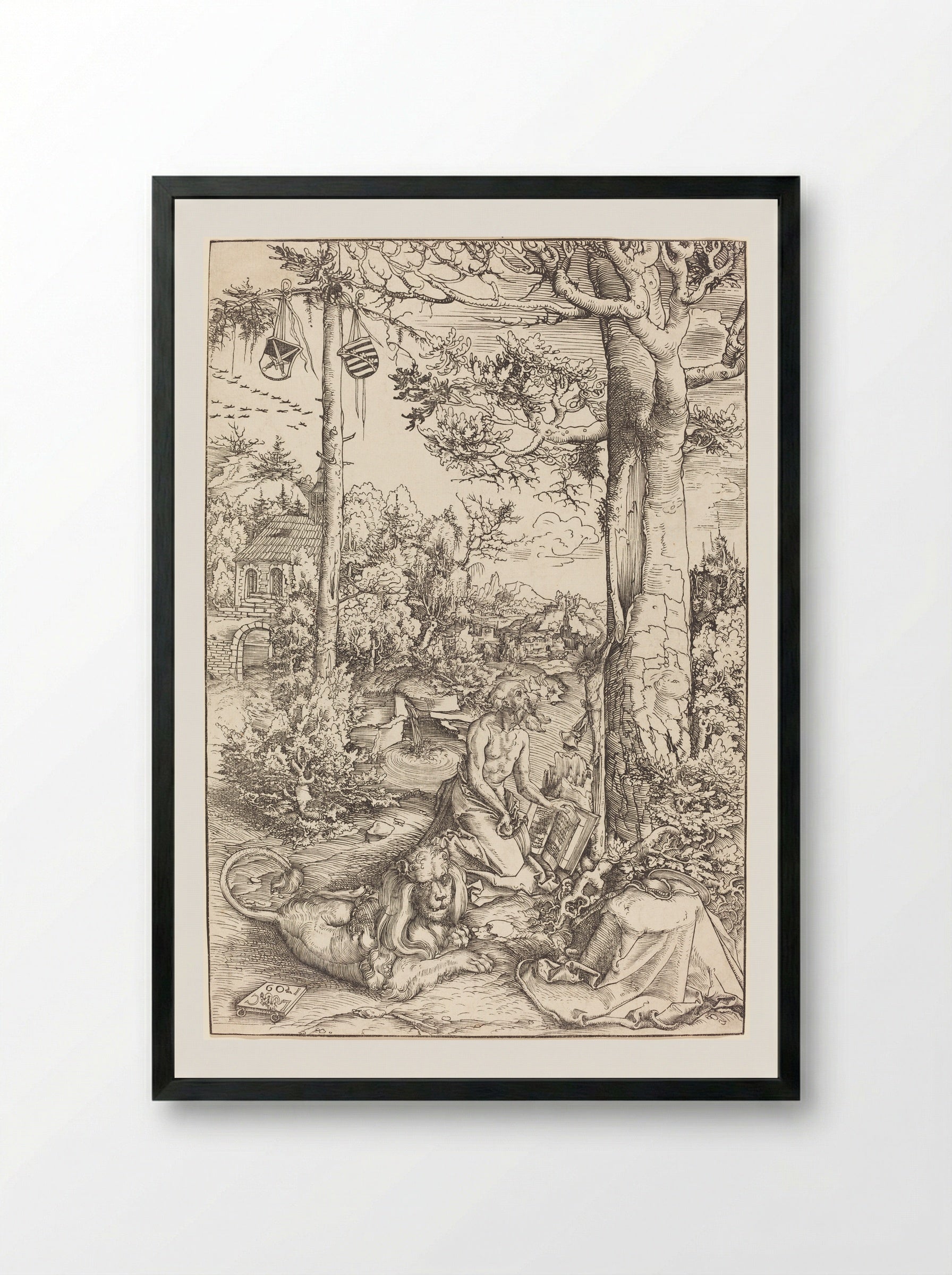 Saint Jerome in Penitence - Lucas Cranach the Elder - Framed Print Black