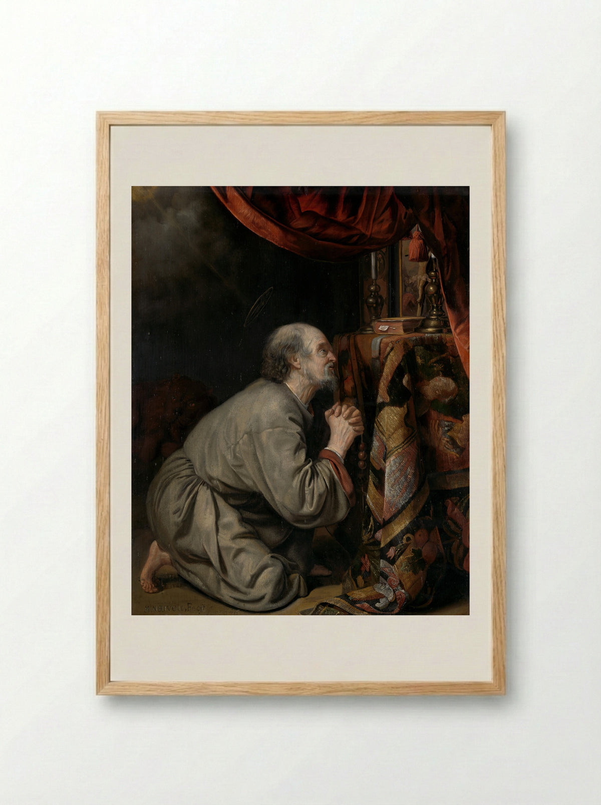Saint Jerome in Prayer - Matthijs Naiveu - Framed Print Wood