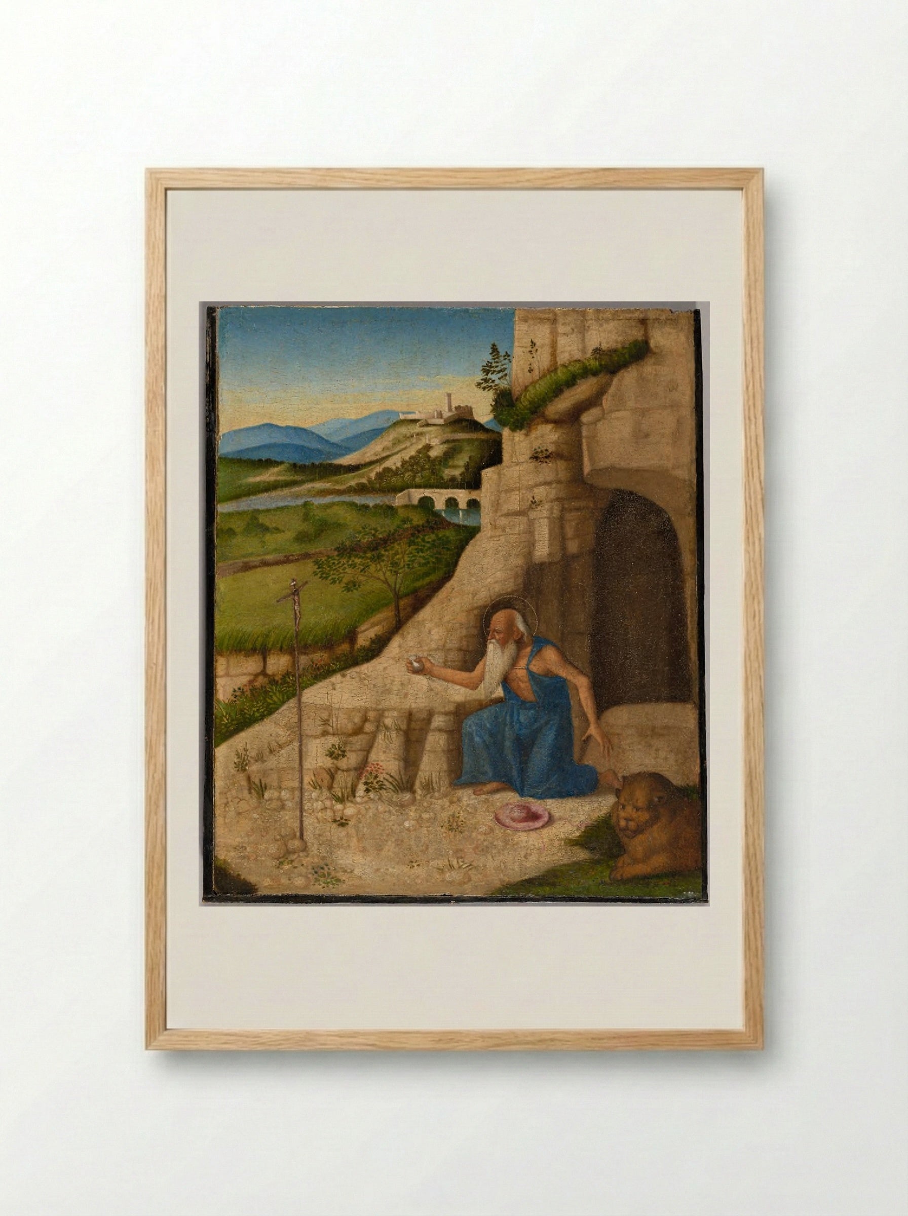 Saint Jerome in a Landscape - Vincenzo di Biagio Catena - Framed Print Wood