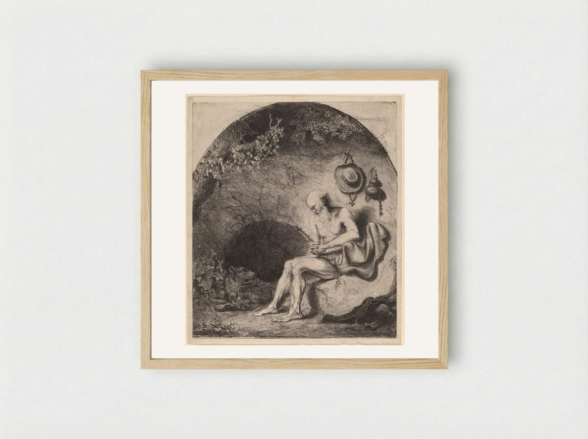 Saint Jerome in the Cave - Ferdinand Bol - Framed Print Wood