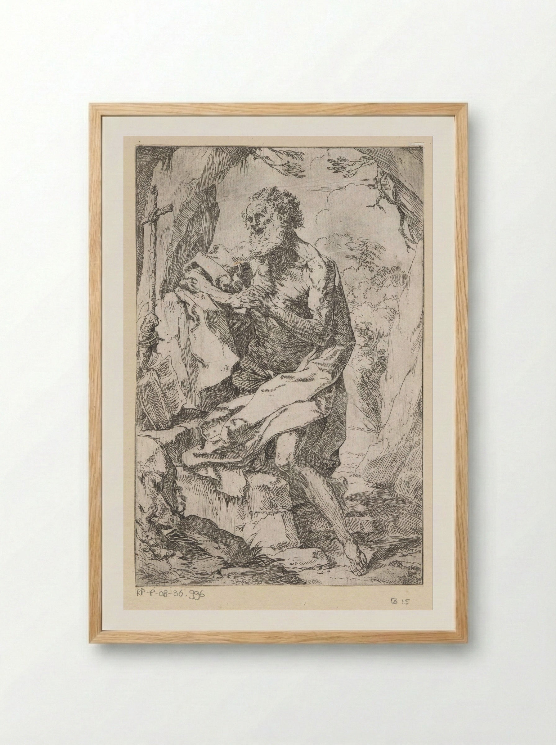 Saint Jerome in the Wilderness - Guido Reni - Framed Print Wood
