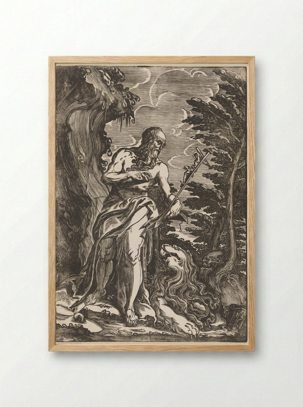 Saint Jerome in the Wilderness - Giuseppe Scolari - Framed Print Wood
