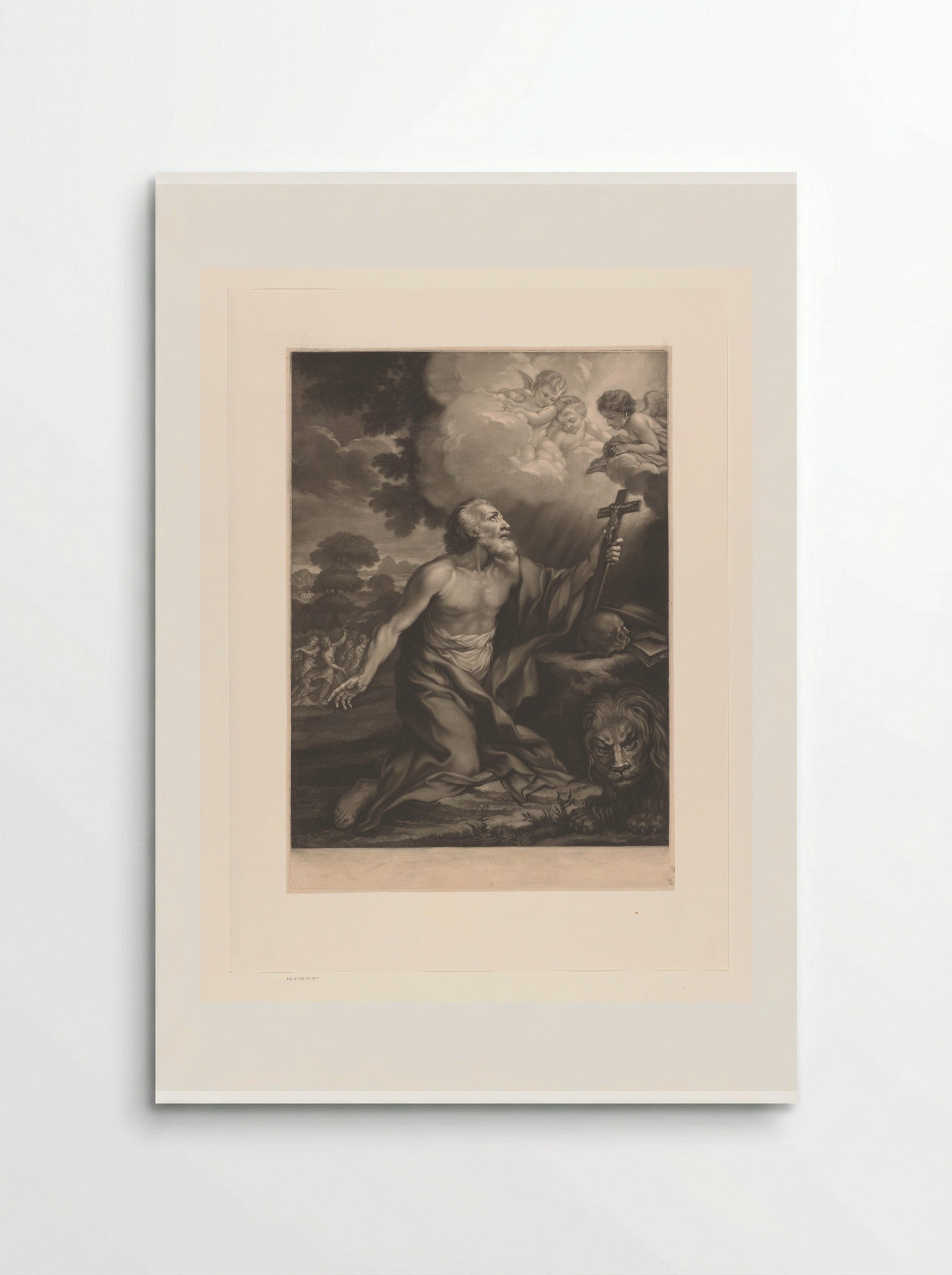Saint Jerome with Crucifix, Book and Skull - James McArdell - Poster