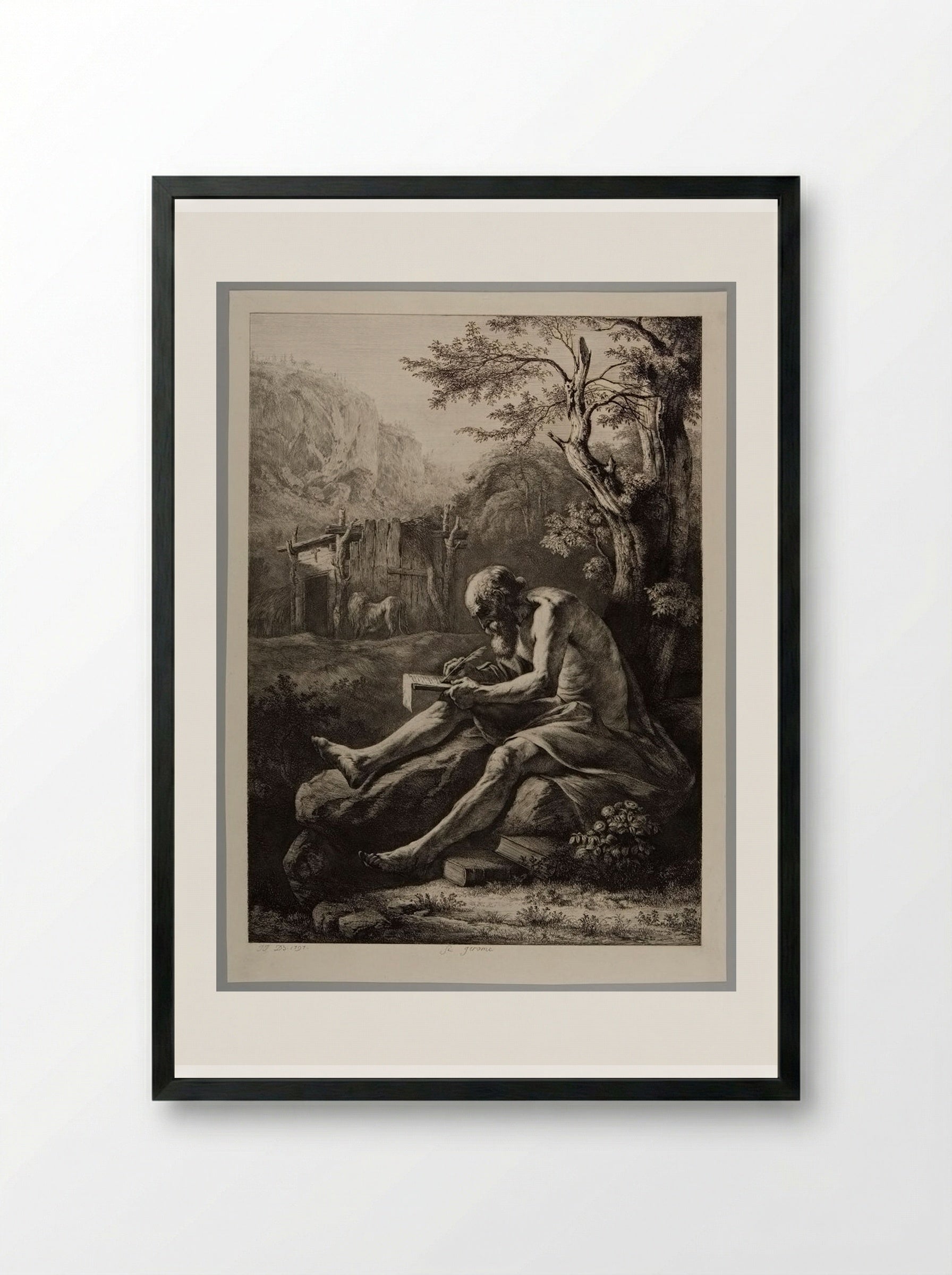 Saint Jerome - Jean-Jacques de Boissieu - Framed Print Black