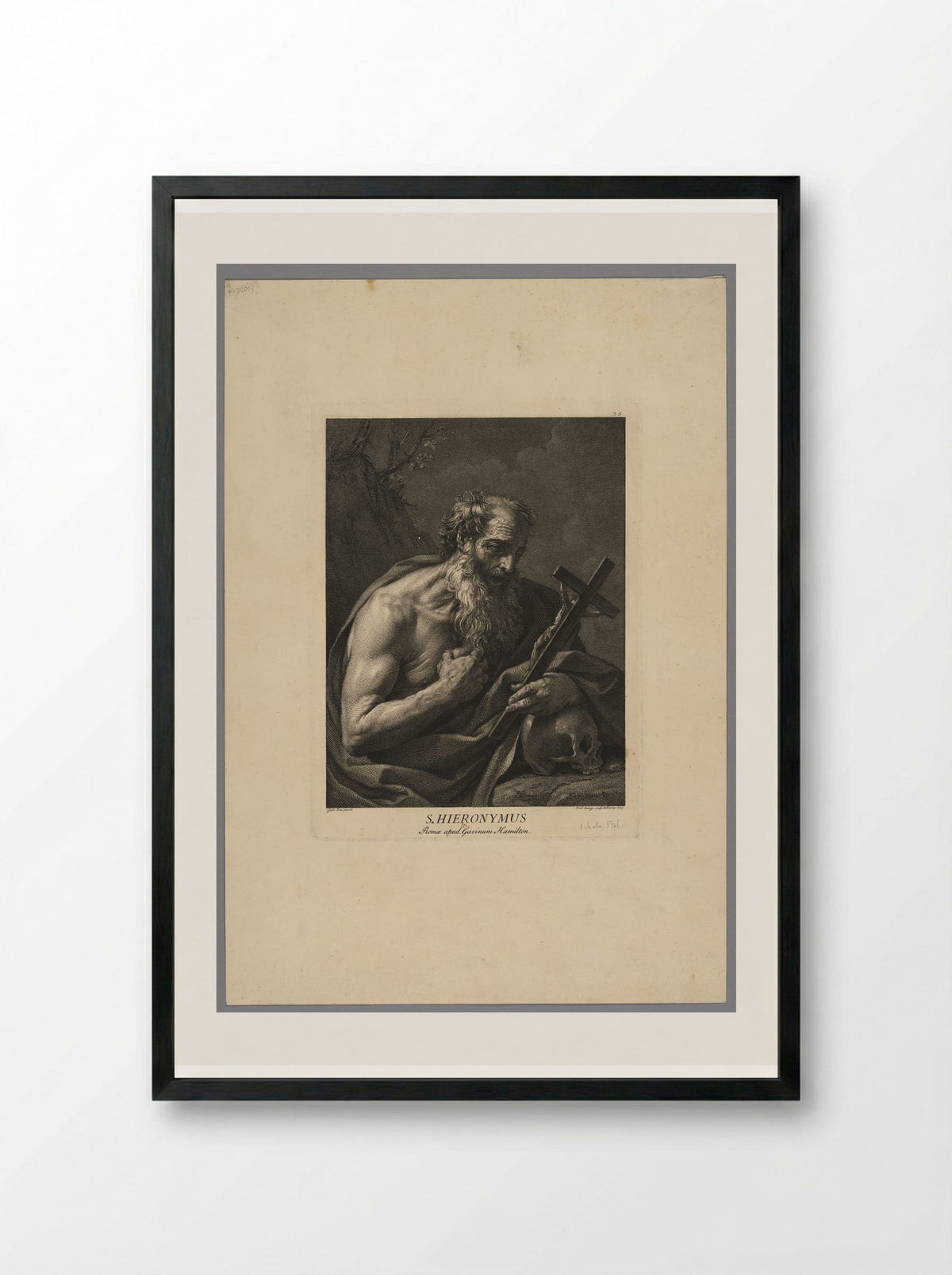 Saint Jerome - Domenico Cunego - Framed Print Black