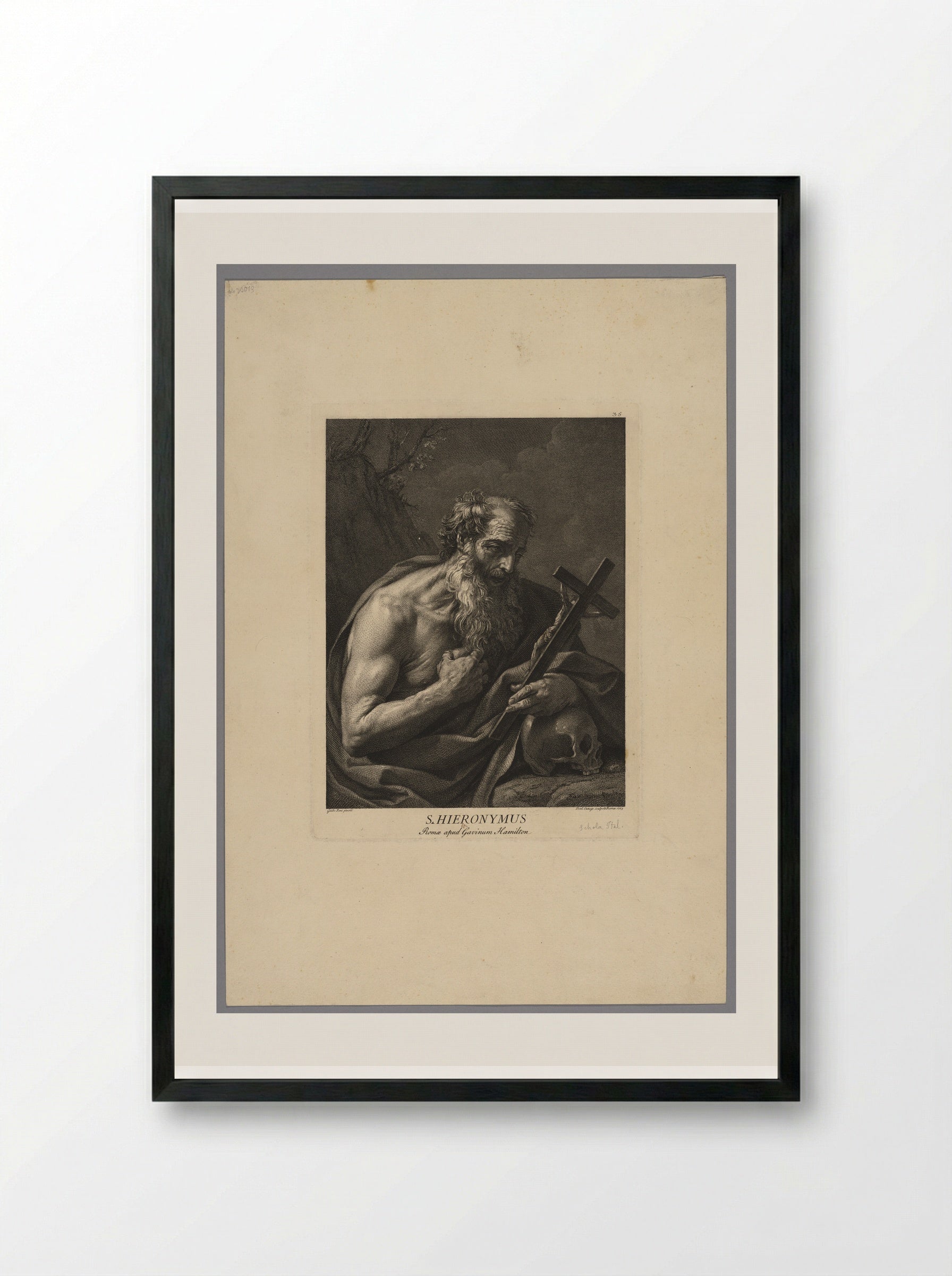 Saint Jerome - Domenico Cunego - Framed Print Black