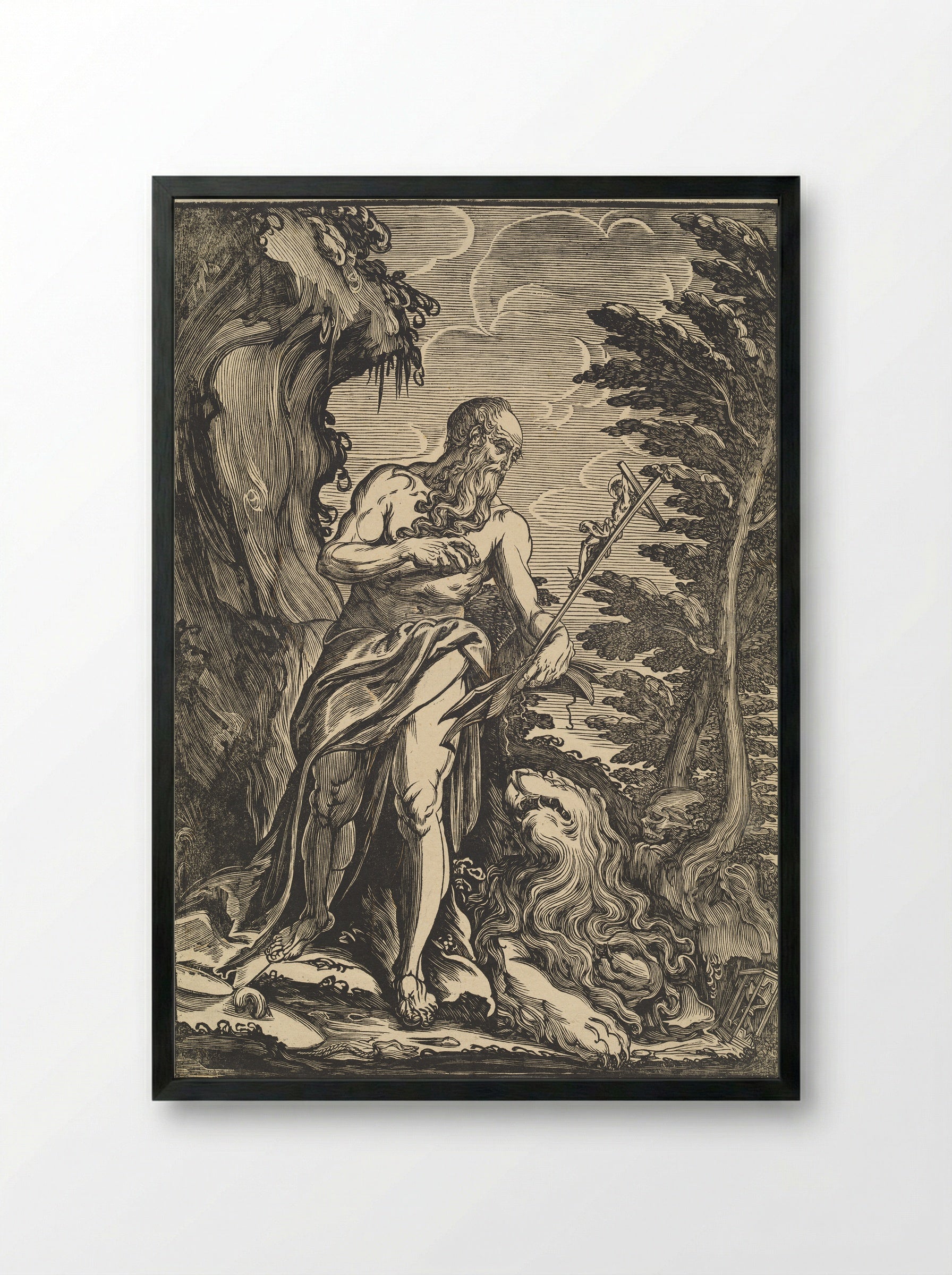Saint Jerome - Giuseppe Scolari - Framed Print Black