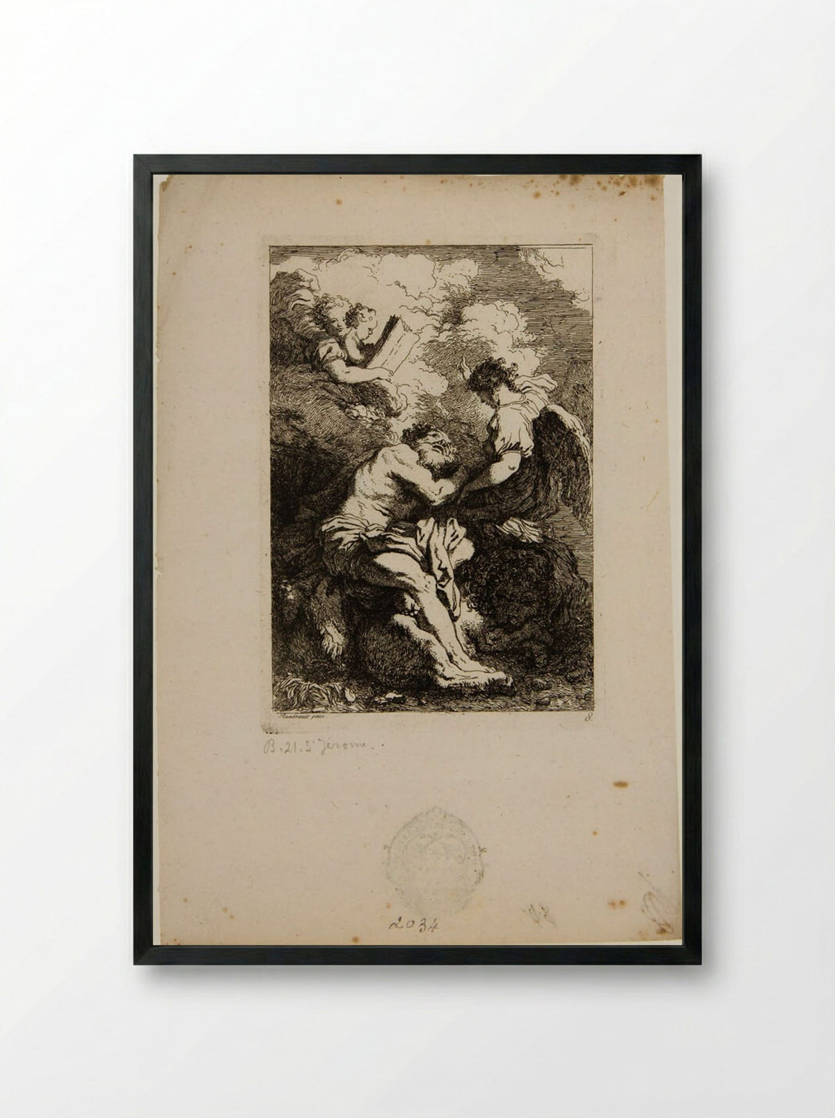 Saint Jerome - Jean-Honoré Fragonard - Framed Print Black