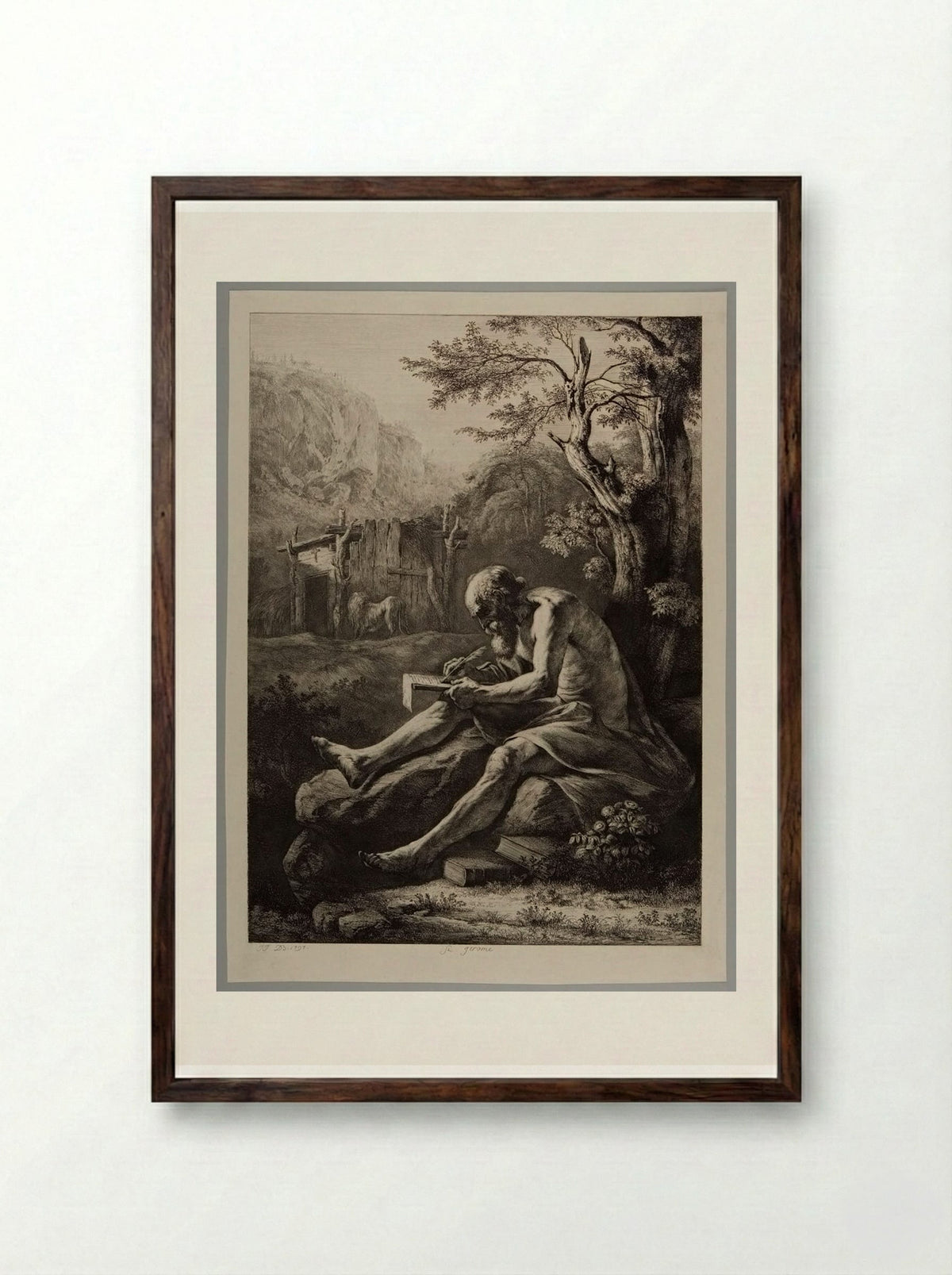 Saint Jerome - Jean-Jacques de Boissieu - Framed Print Dark Wood