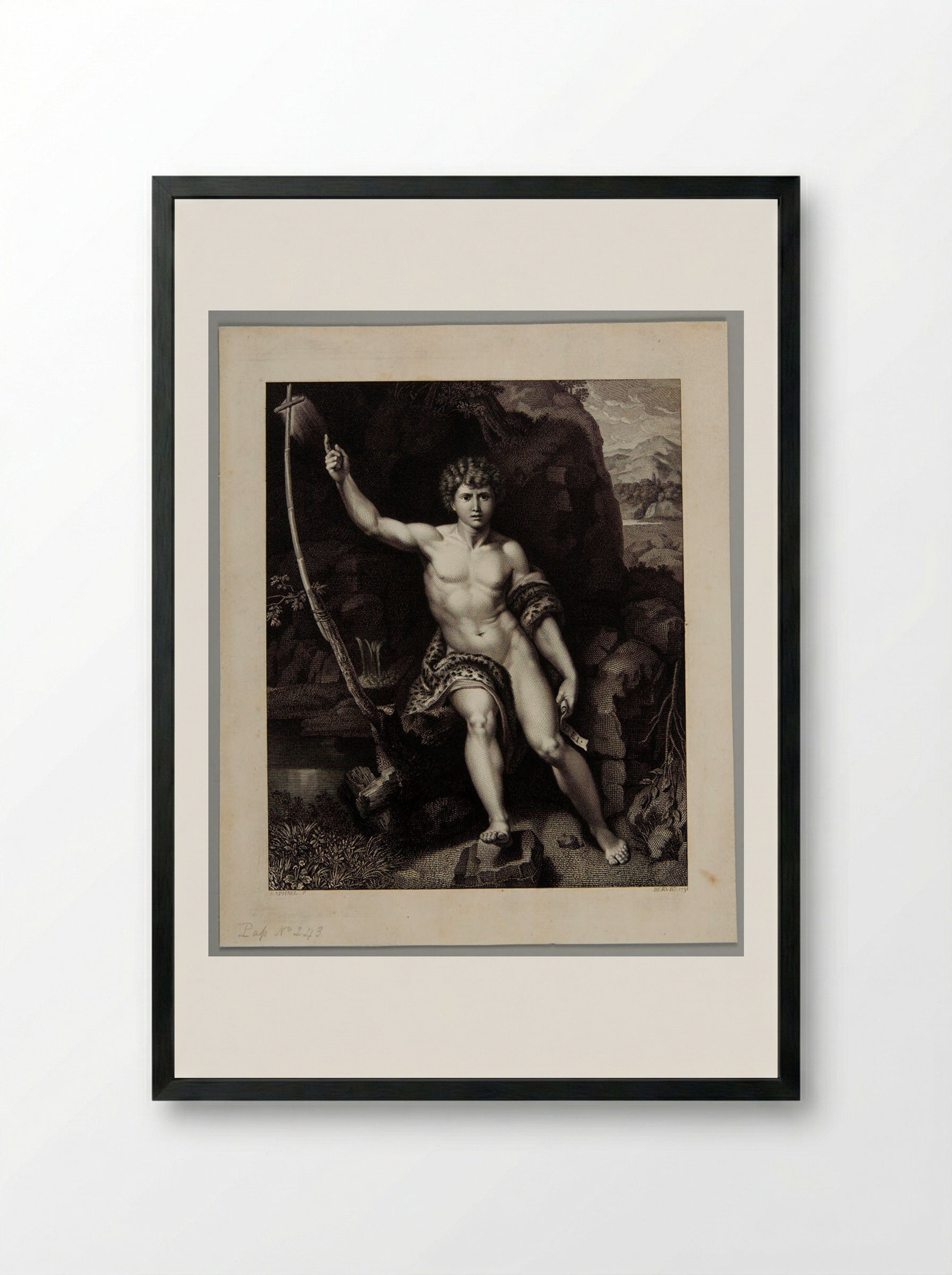 Saint John in the Desert - Charles Clément Bervic - Framed Print Black