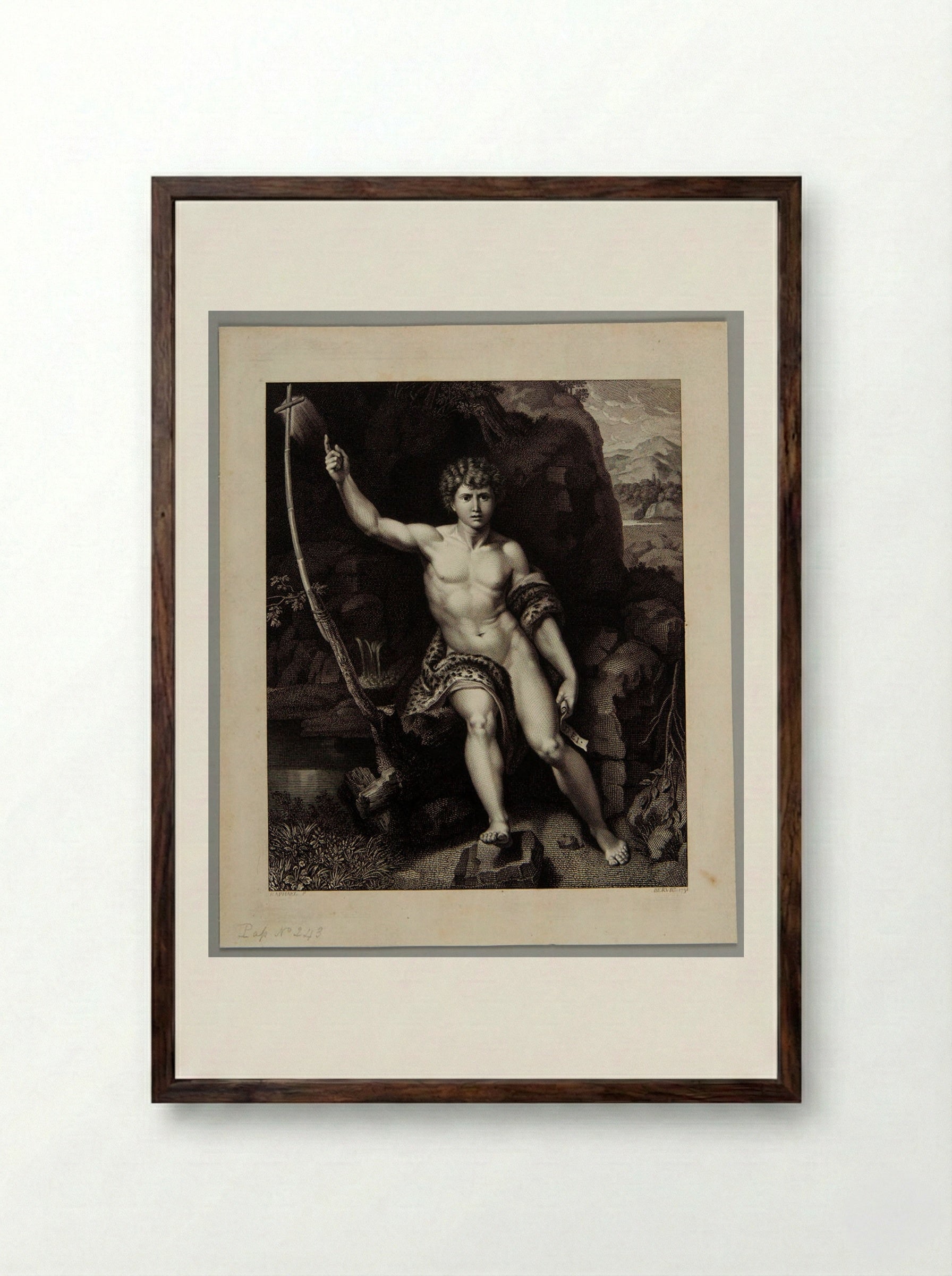 Saint John in the Desert - Charles Clément Bervic - Framed Print Dark Wood