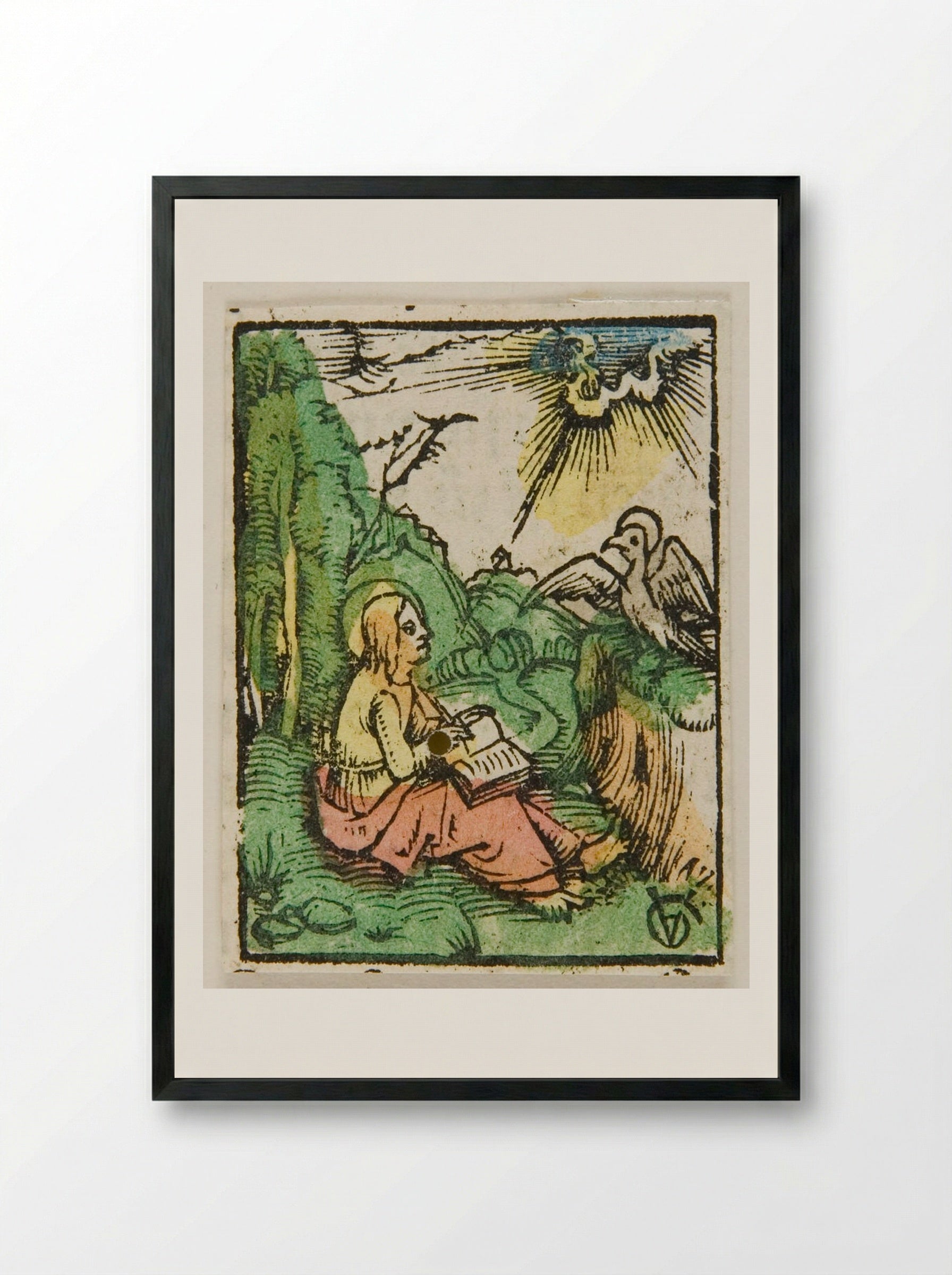 Saint John on Patmos - Urs Graf - Framed Print Black