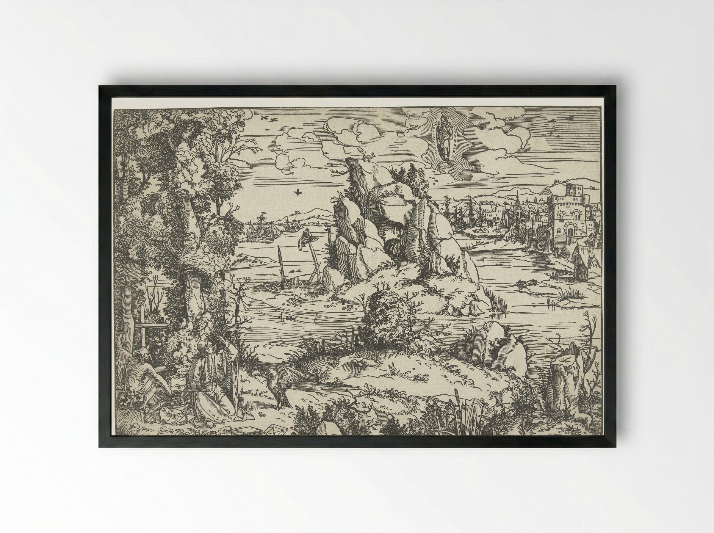Saint John on Patmos - Jan Wellens de Cock - Framed Print Black