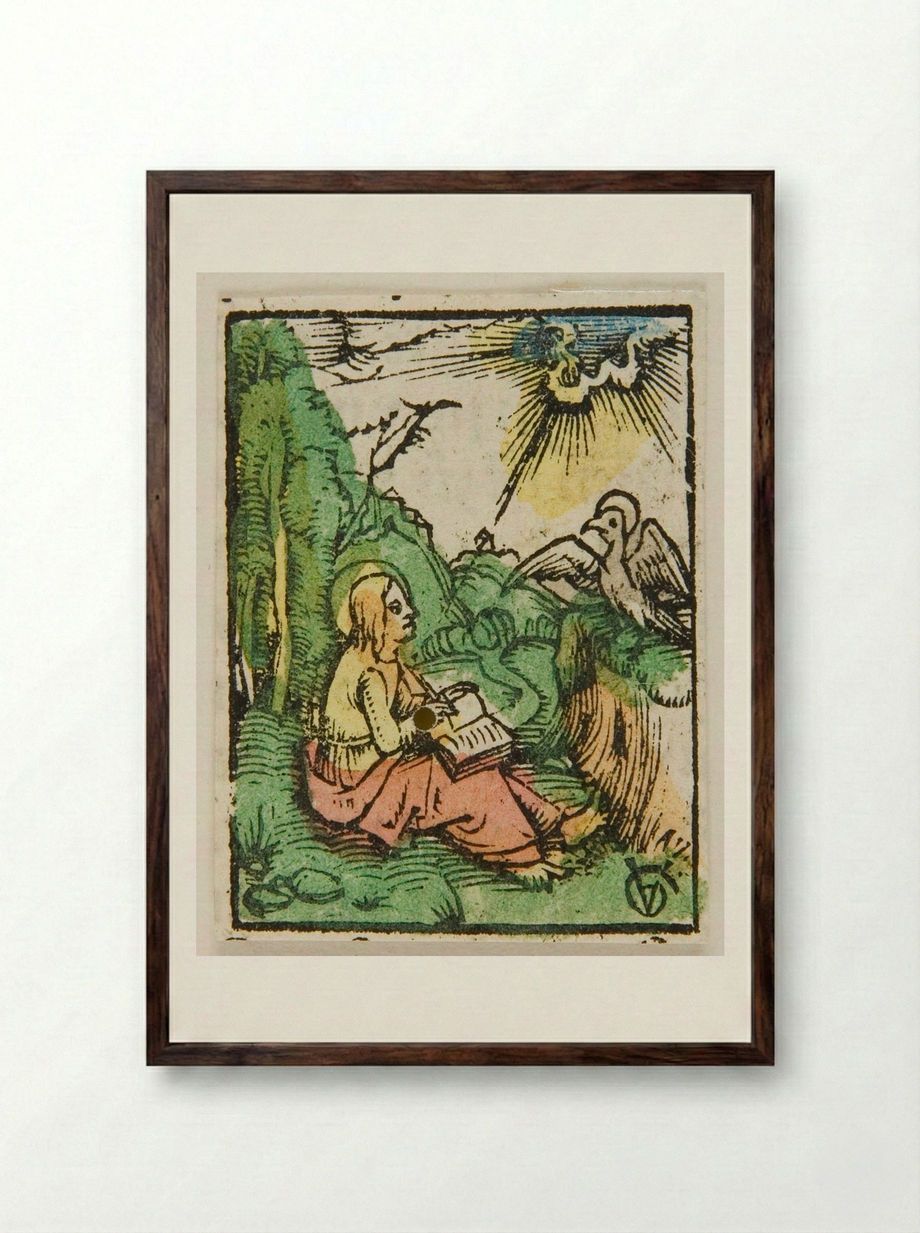 Saint John on Patmos - Urs Graf - Framed Print Dark Wood