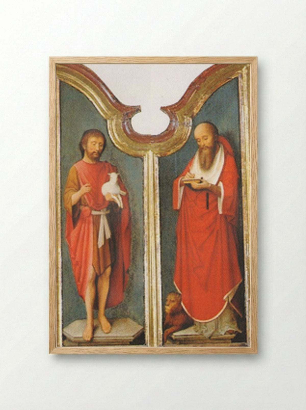 Saint John the Baptist and Saint Jerome - Adriaen Isenbrant - Framed Print Wood