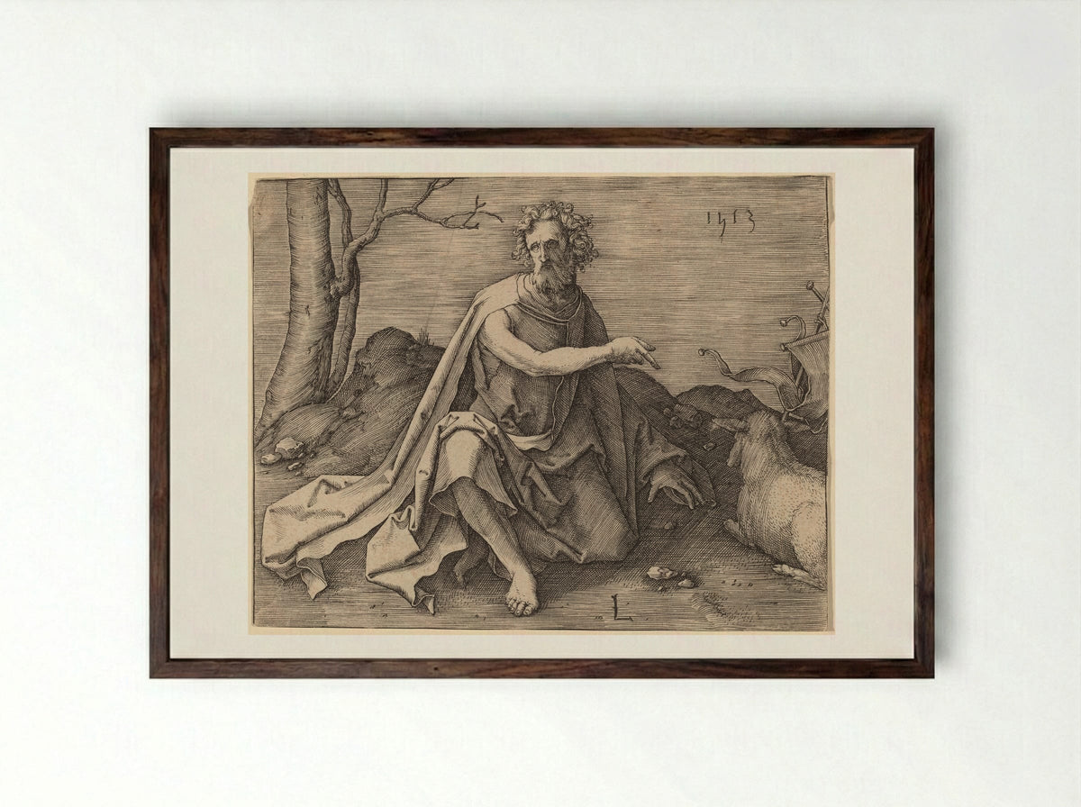Saint John the Baptist - Lucas van Leyden - Framed Print Dark Wood