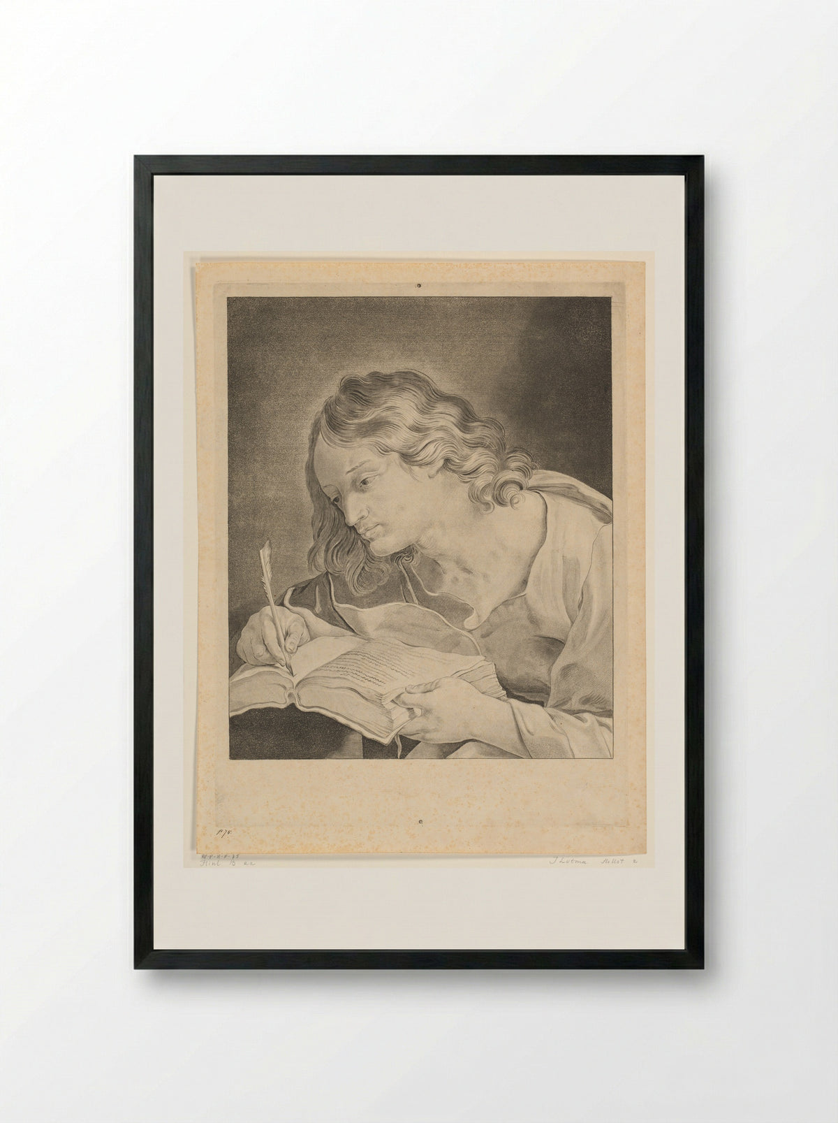 Saint John the Evangelist Writing - Johannes Lutma - Framed Print Black