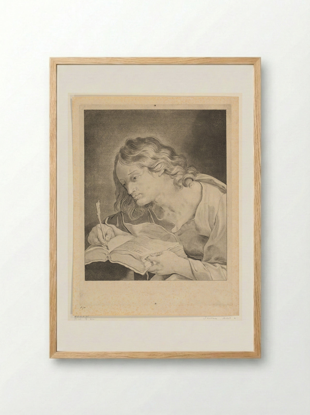 Saint John the Evangelist Writing - Johannes Lutma - Framed Print Wood