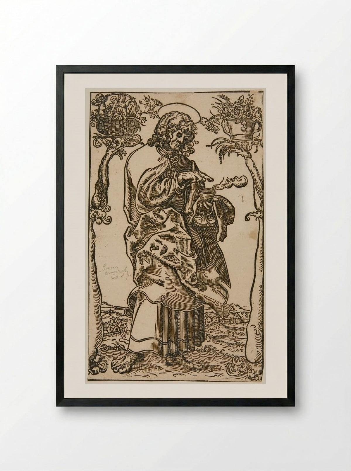 Saint John the Evangelist - Lucas Cranach the Elder - Framed Print Black