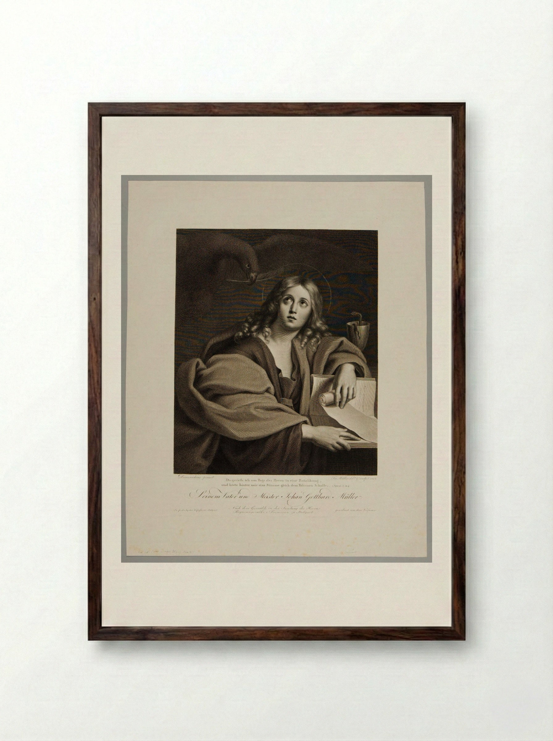 Saint John the Evangelist - Johann Friedrich Wilhelm Müller - Framed Print Dark Wood