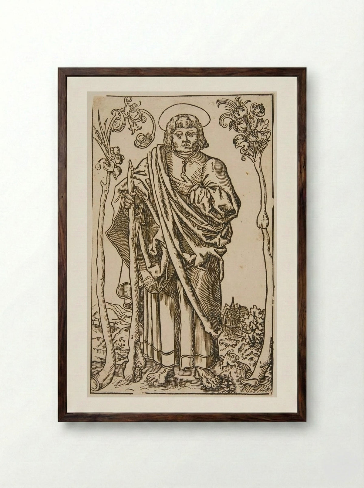 Saint Judas Thaddeus - Lucas Cranach the Elder - Framed Print Dark Wood