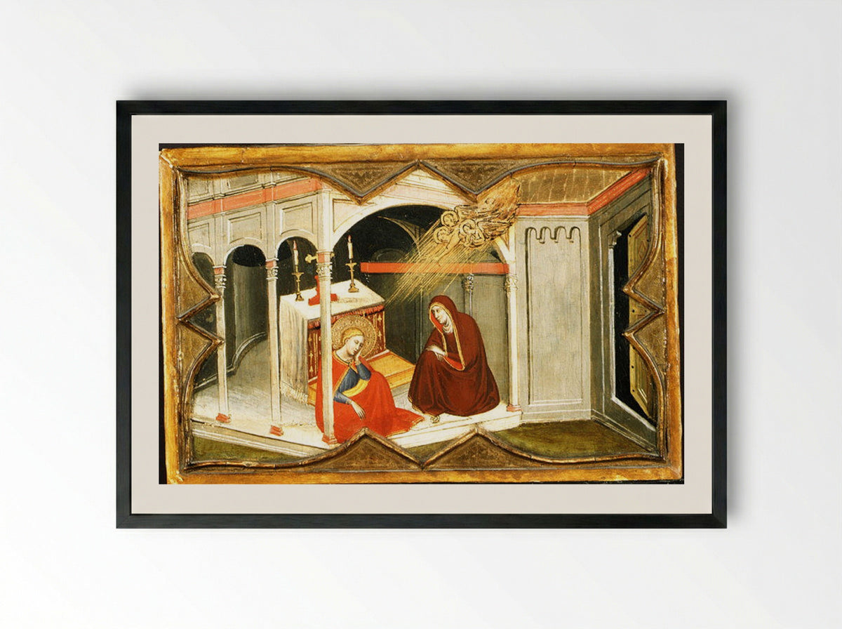 Saint Lucy and Her Mother at the Shrine of Saint Agatha - Giovanni di Bartolommeo Cristiani - Framed Print Black