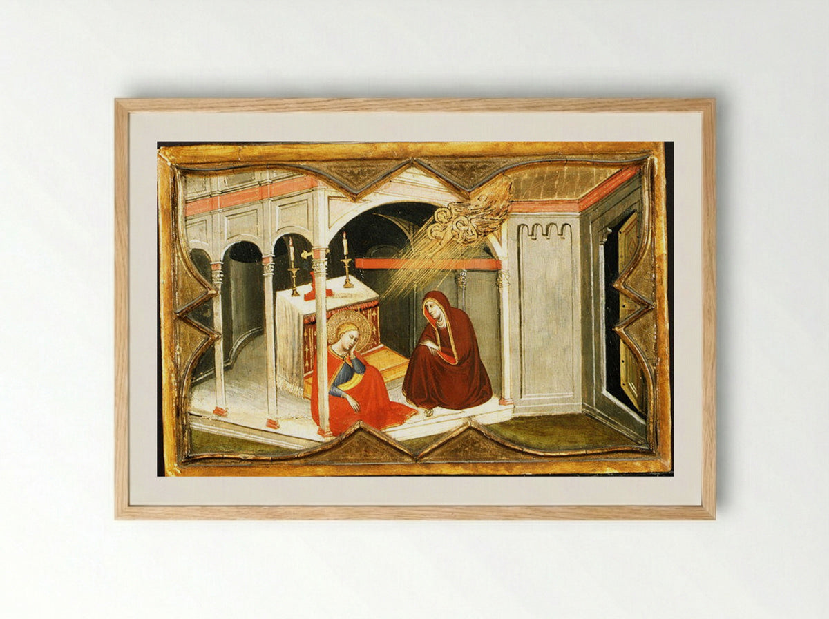 Saint Lucy and Her Mother at the Shrine of Saint Agatha - Giovanni di Bartolommeo Cristiani - Framed Print Wood