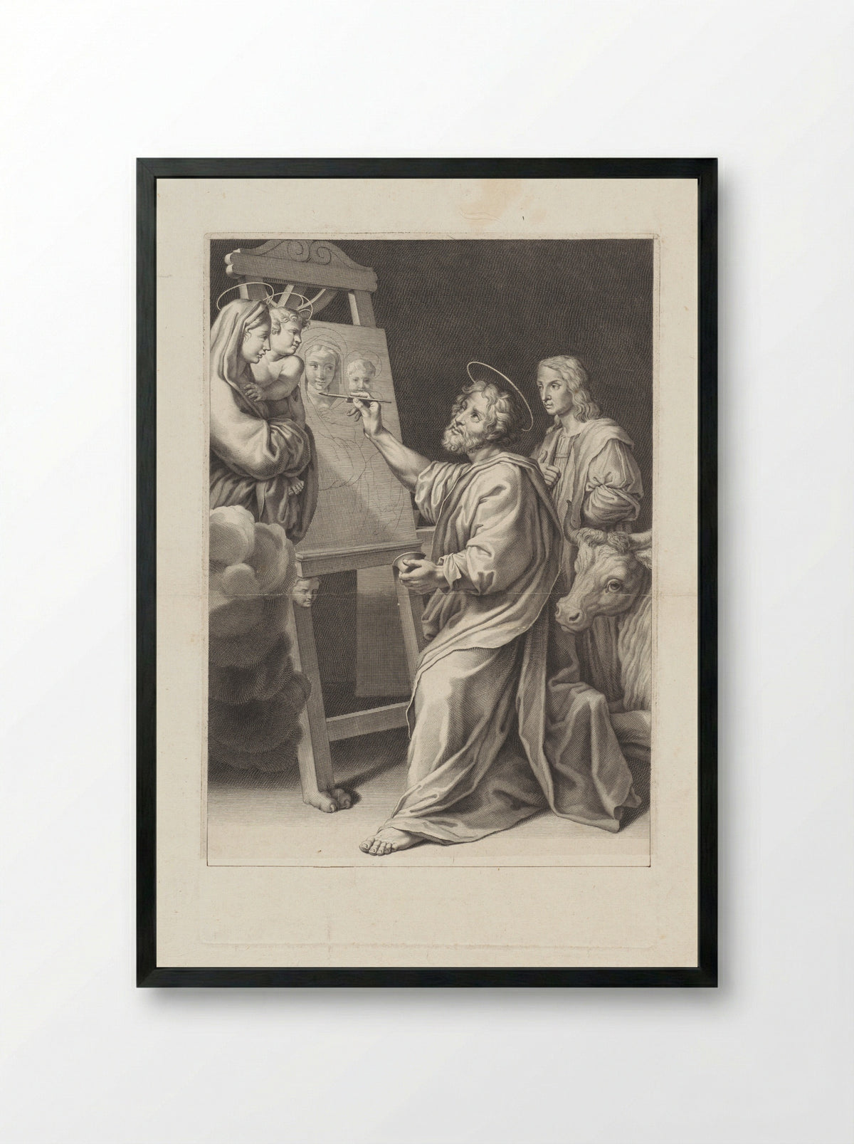 Saint Luke Painting the Virgin and Child - Jean Langlois - Framed Print Black