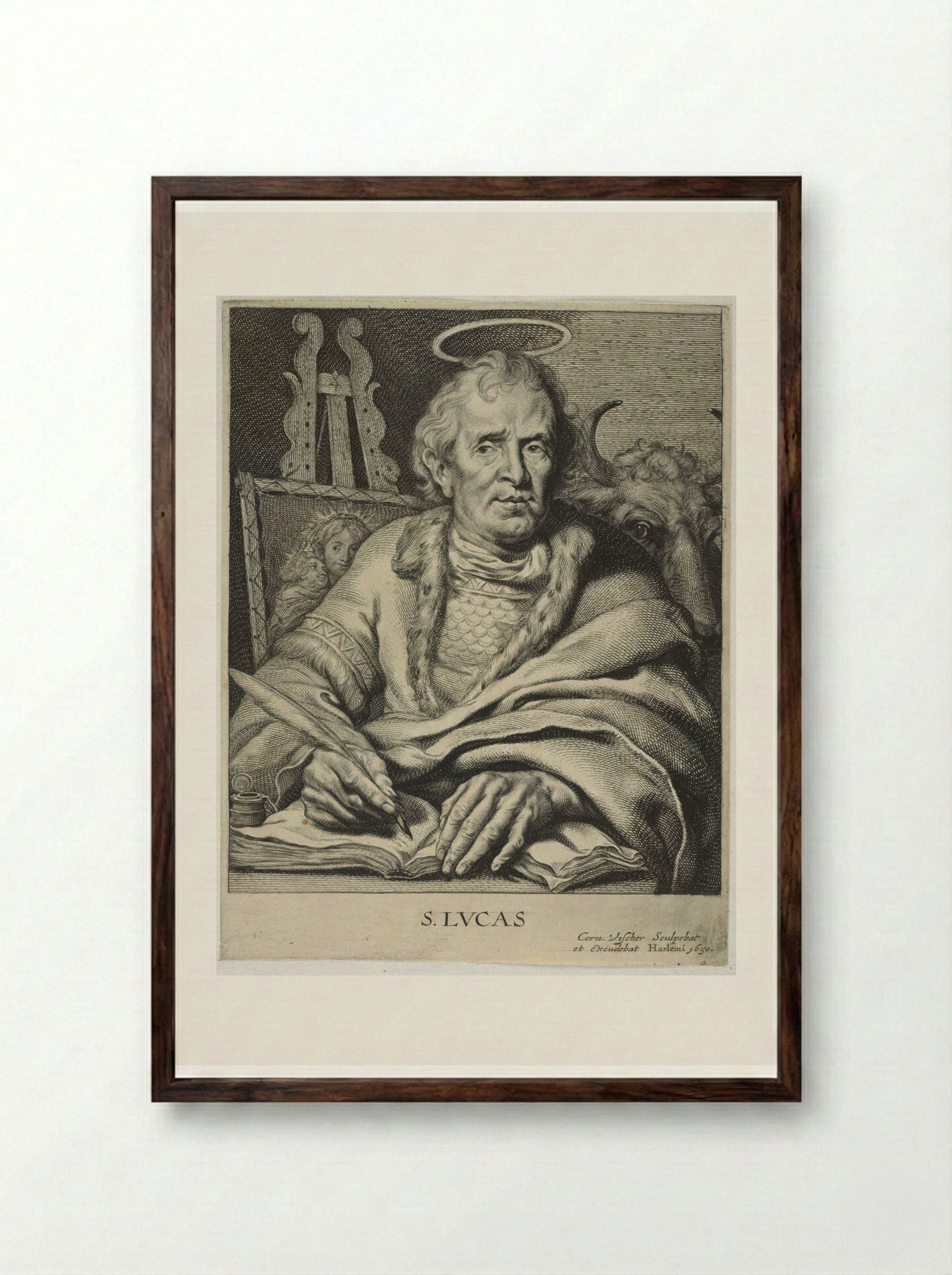 Saint Luke - Cornelis Visscher - Framed Print Dark Wood