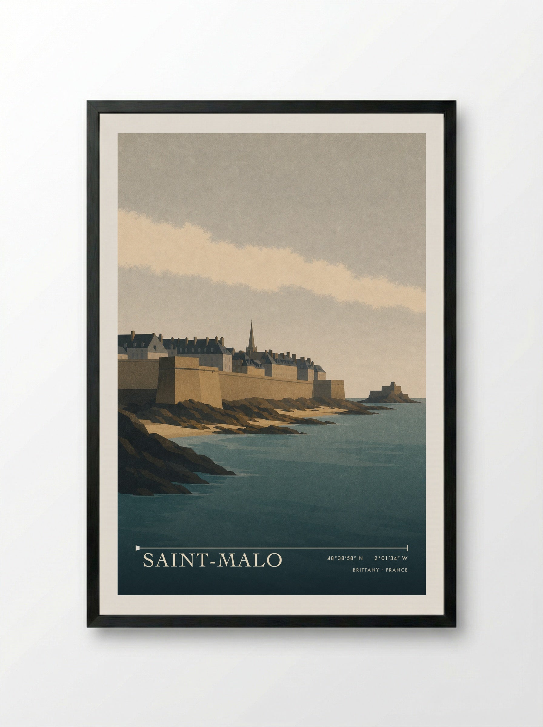 Saint-Malo Travel Poster Artwork - Framed Print Black
