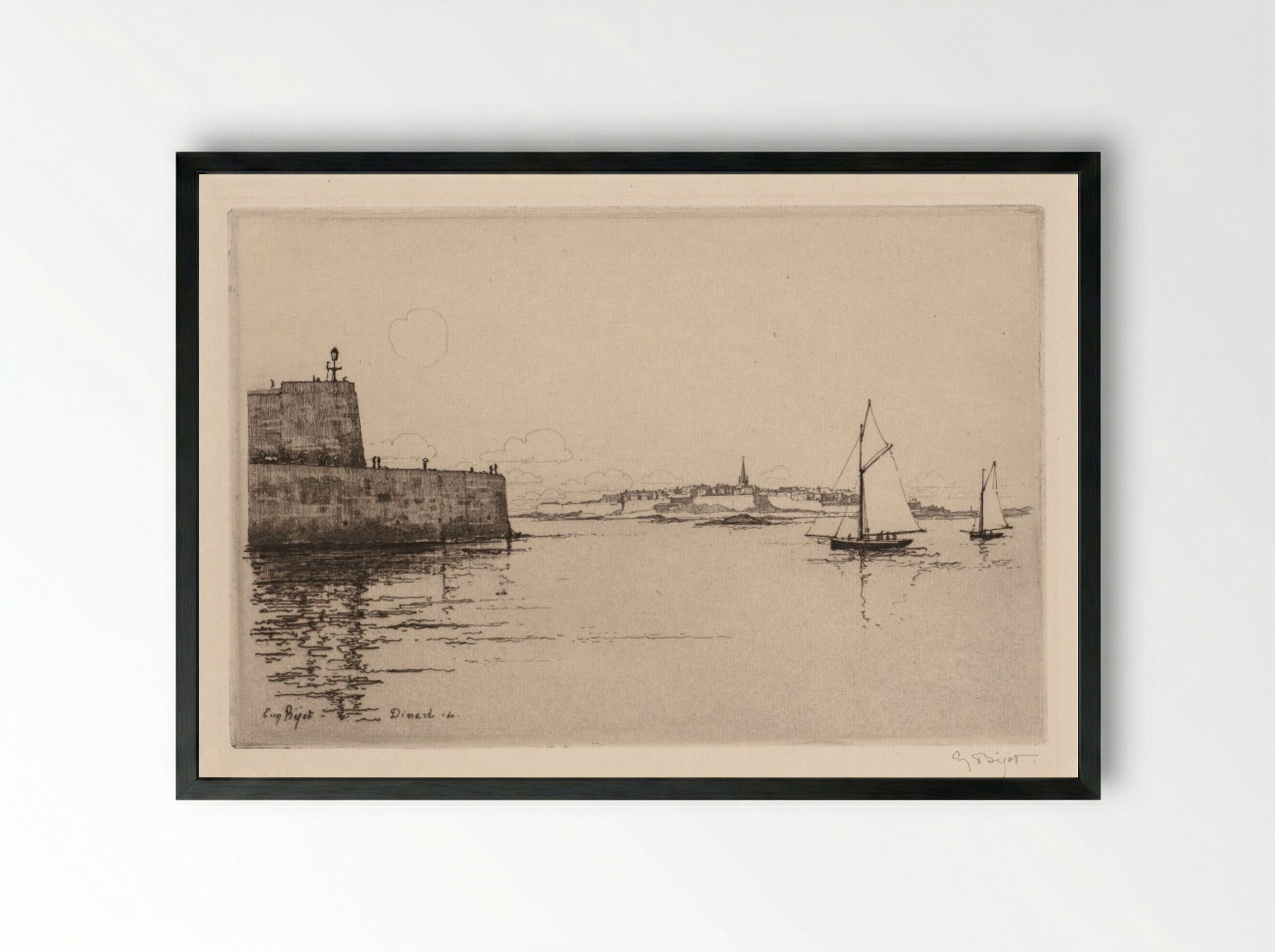 Saint-Malo Viewed from Dinard - Eugène Bejot - Framed Print Black