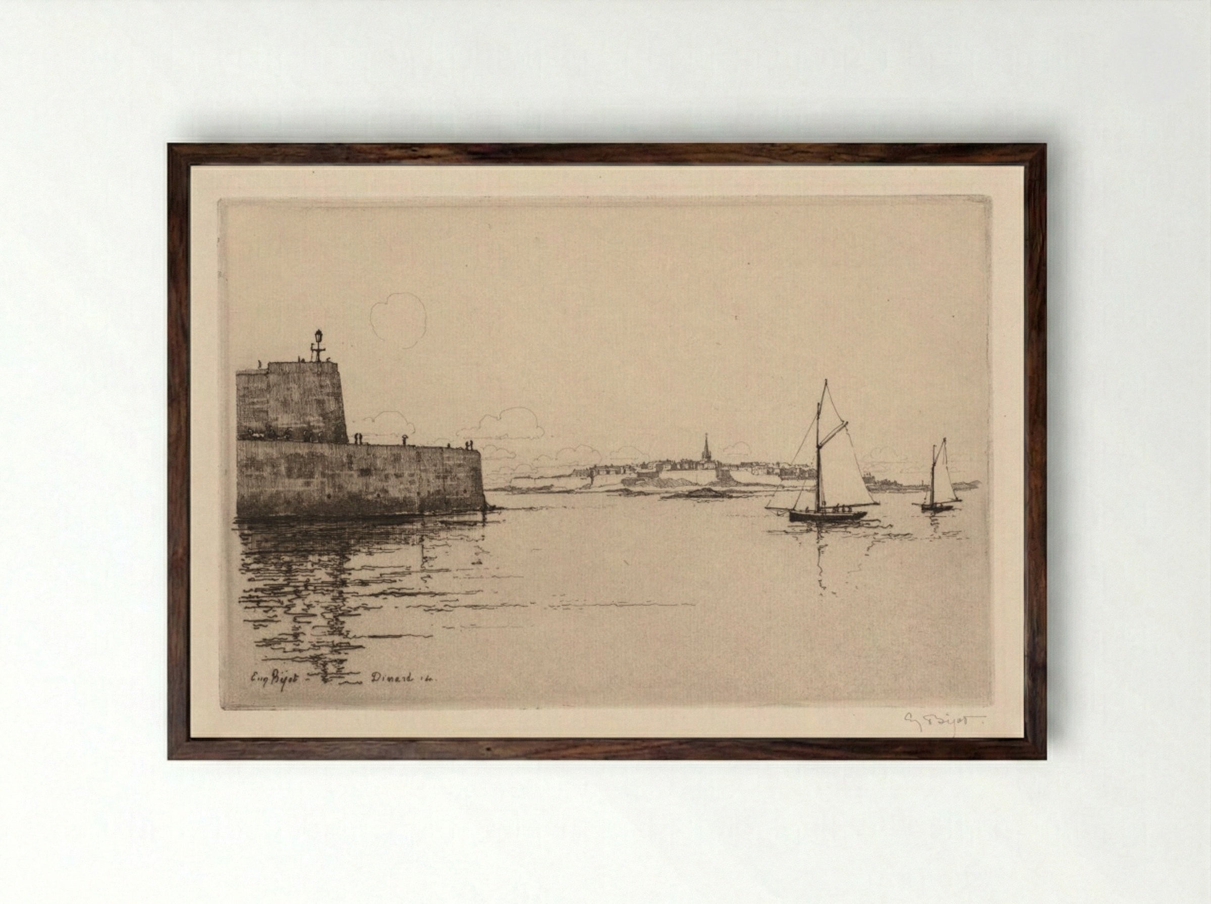 Saint-Malo Viewed from Dinard - Eugène Bejot - Framed Print Dark Wood