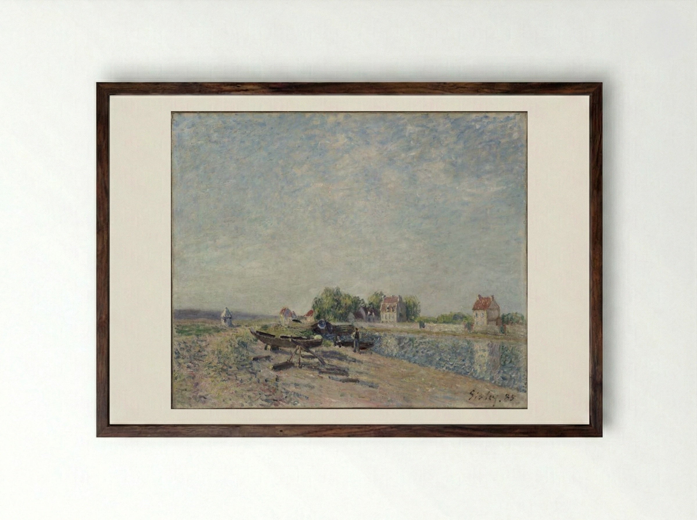 Saint-Mammès, Loing Canal - Alfred Sisley - Framed Print Dark Wood