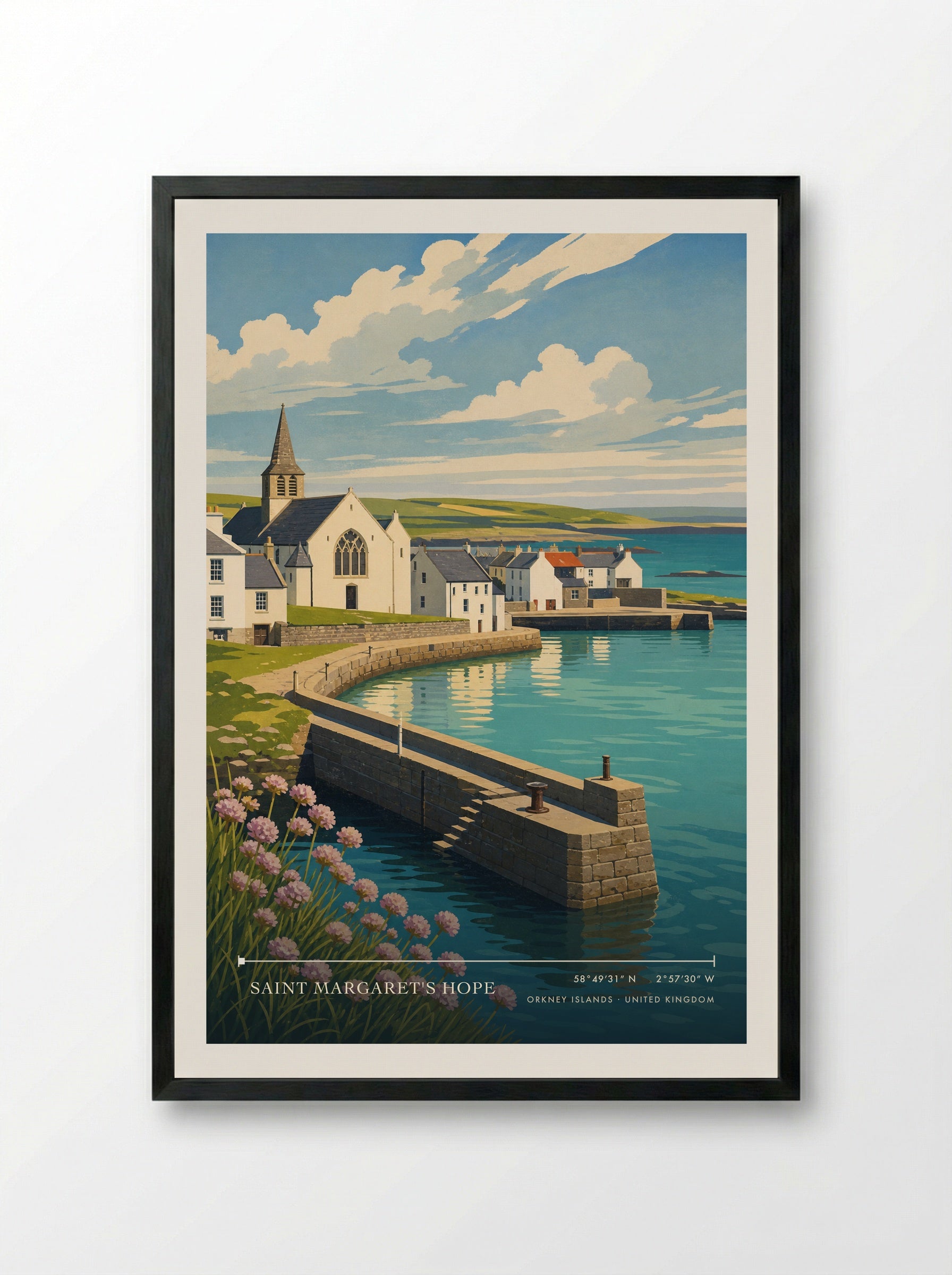 Saint Margaret's Hope Orkney Islands United Kingdom Travel Poster - Framed Print Black