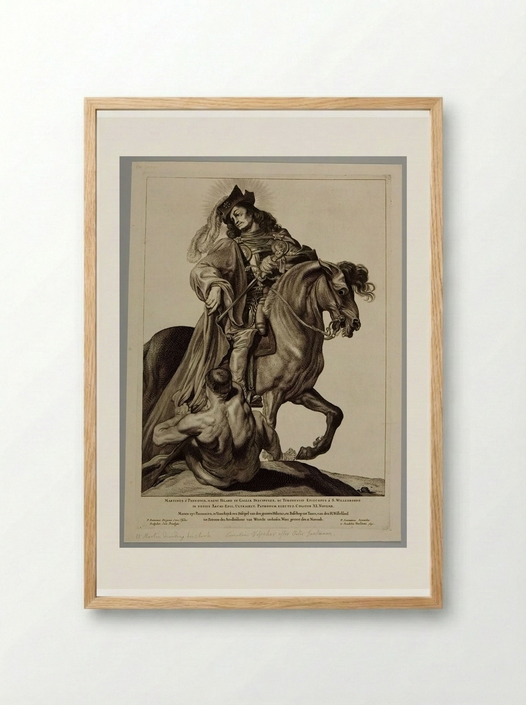 Saint Martin Dividing His Cloak - Cornelis Visscher - Framed Print Wood
