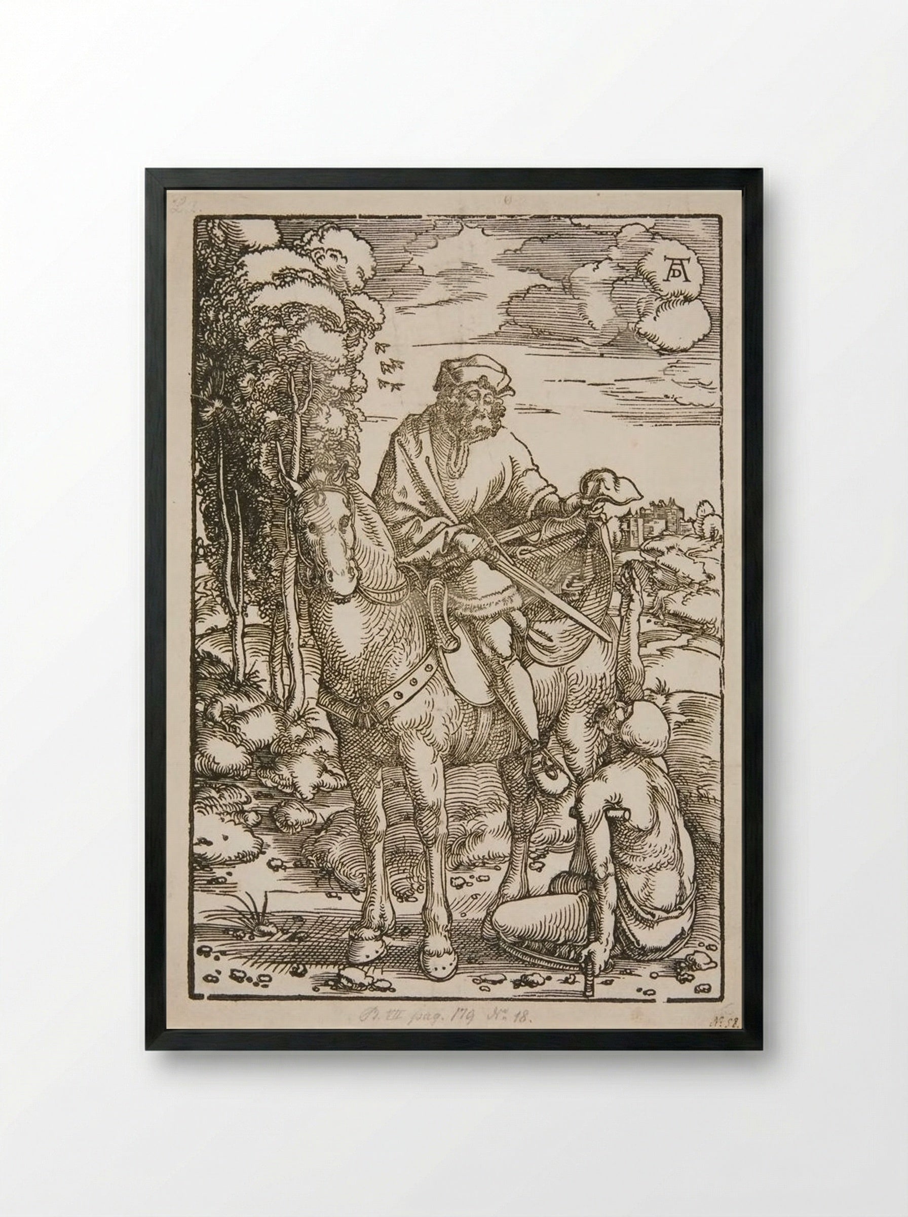 Saint Martin and the Beggar - Hans Baldung Grien - Framed Print Black