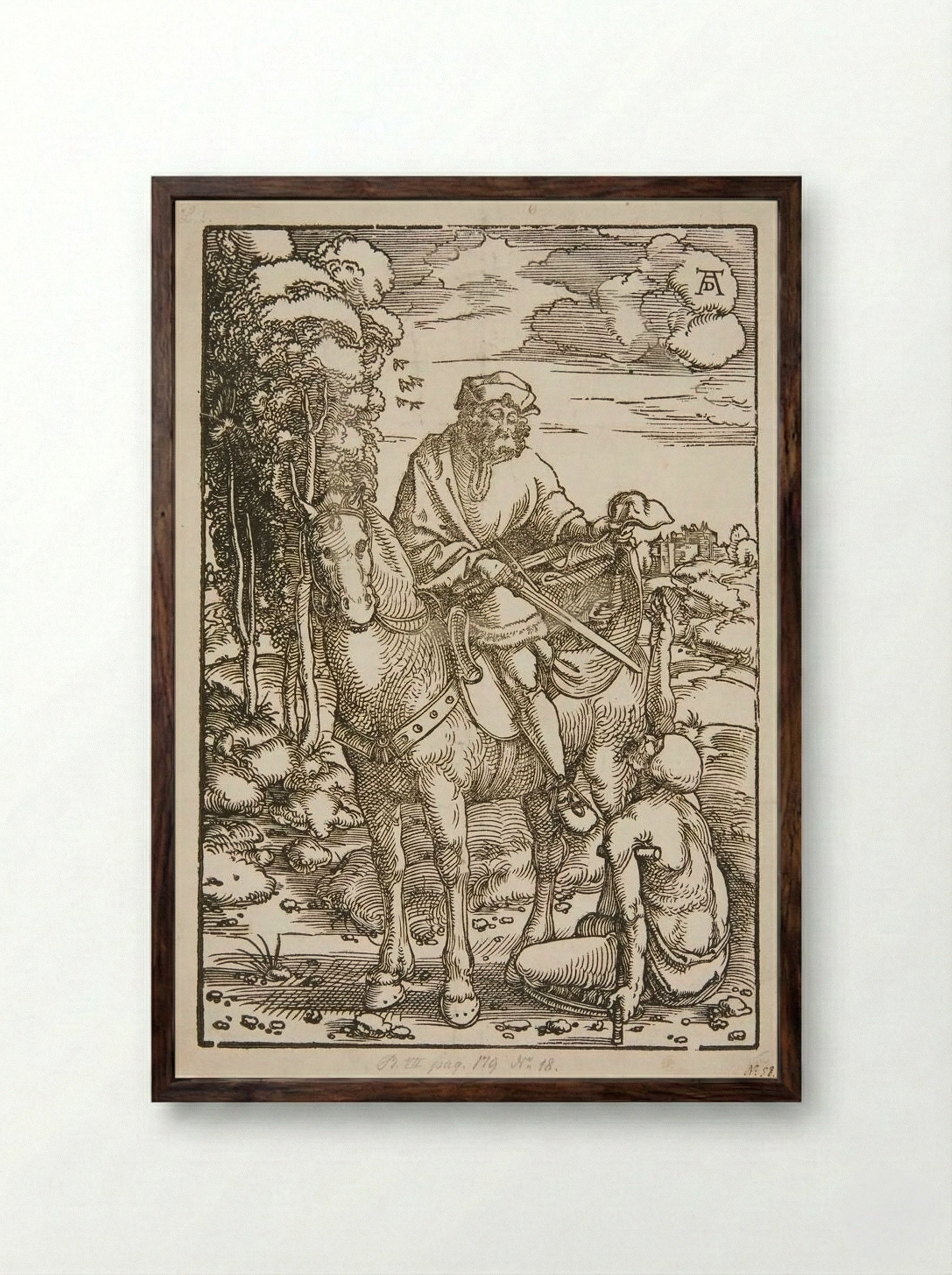 Saint Martin and the Beggar - Hans Baldung Grien - Framed Print Dark Wood