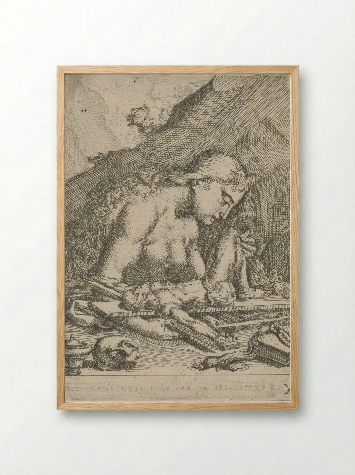 Saint Mary Magdalene as a Penitent Sinner - François Joseph Lonsing - Framed Print Wood