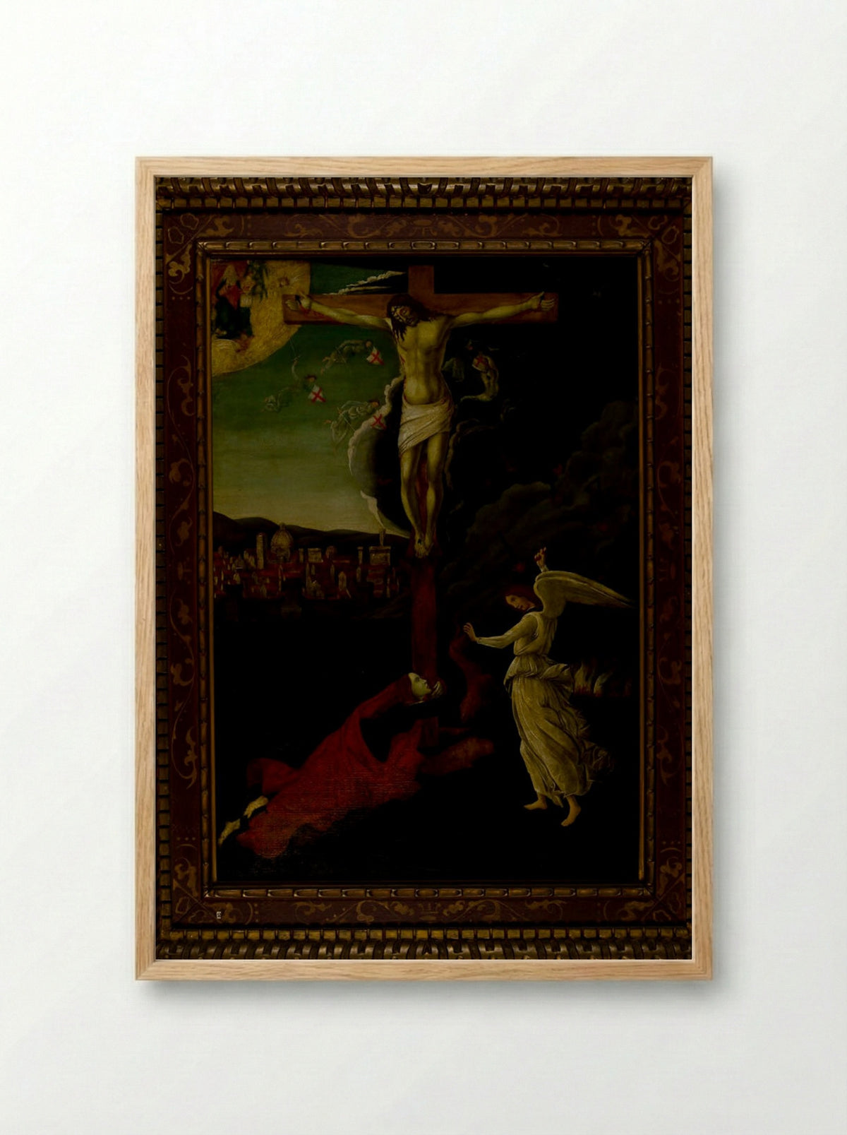 Saint Mary Magdalene at the Foot of the Cross, after Botticelli - Carl Peter Teigen - Framed Print Wood