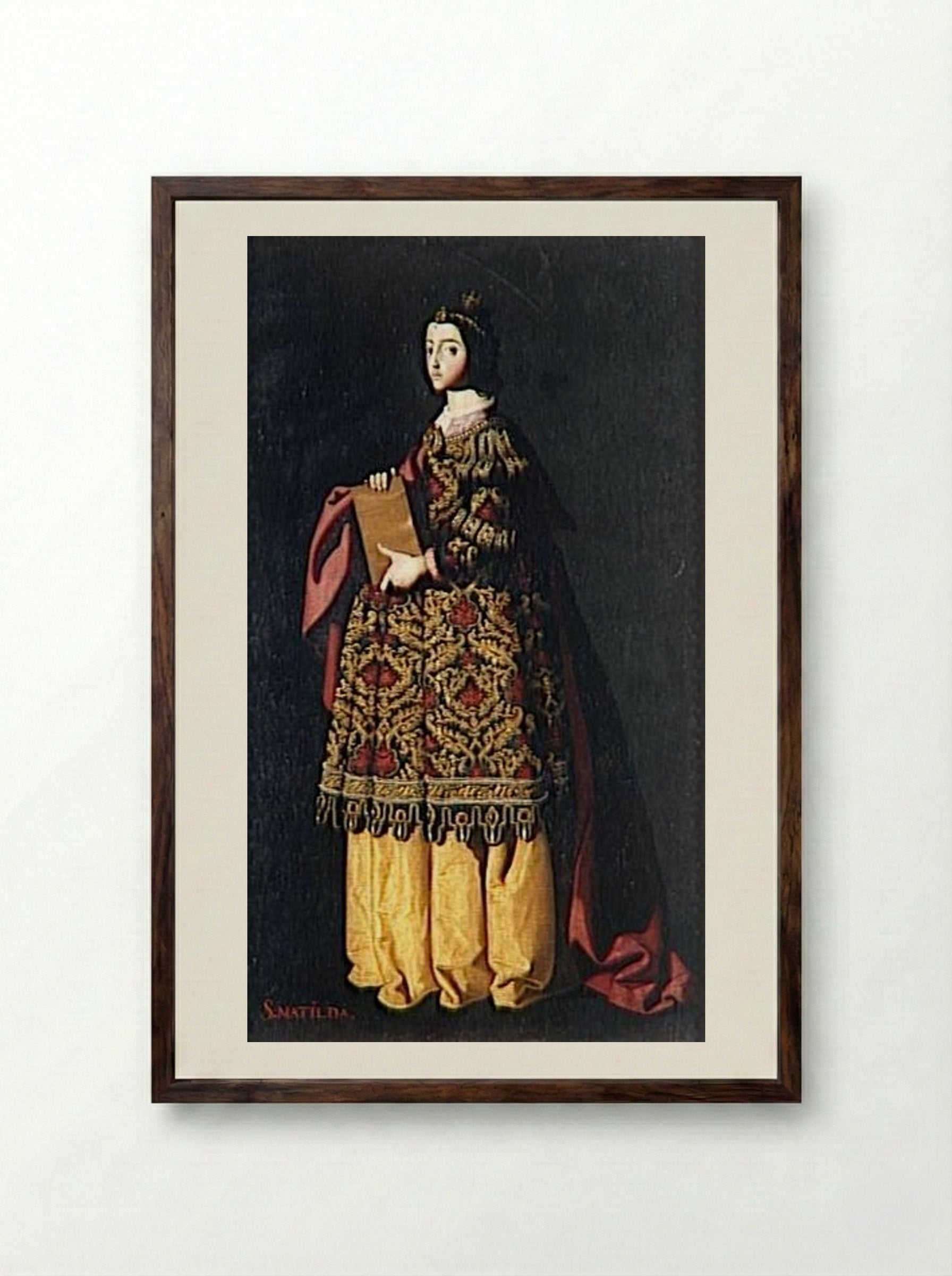 Saint Mathilda - Francisco de Zurbarán - Framed Print Dark Wood