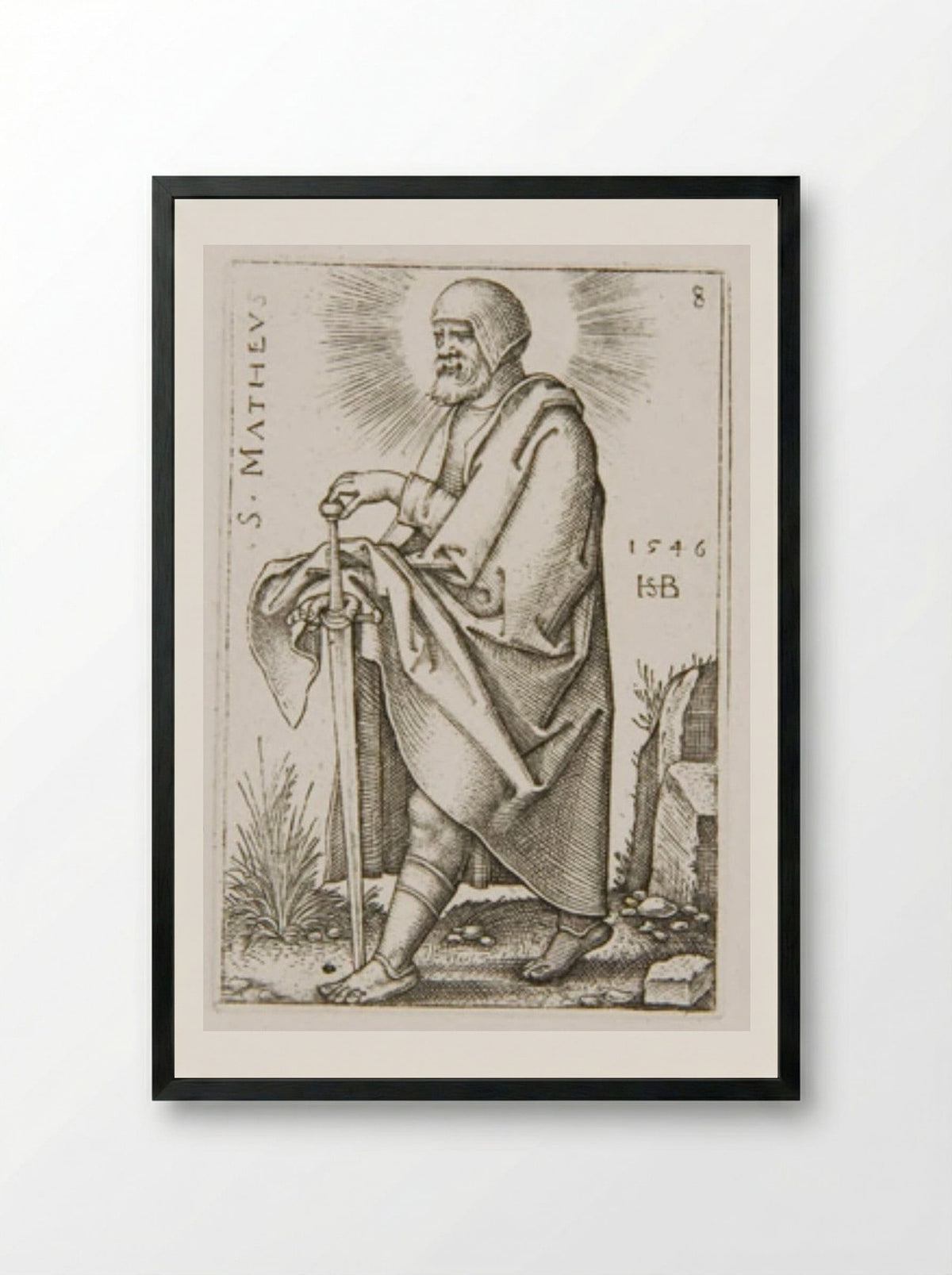 Saint Matthew - Sebald Beham - Framed Print Black