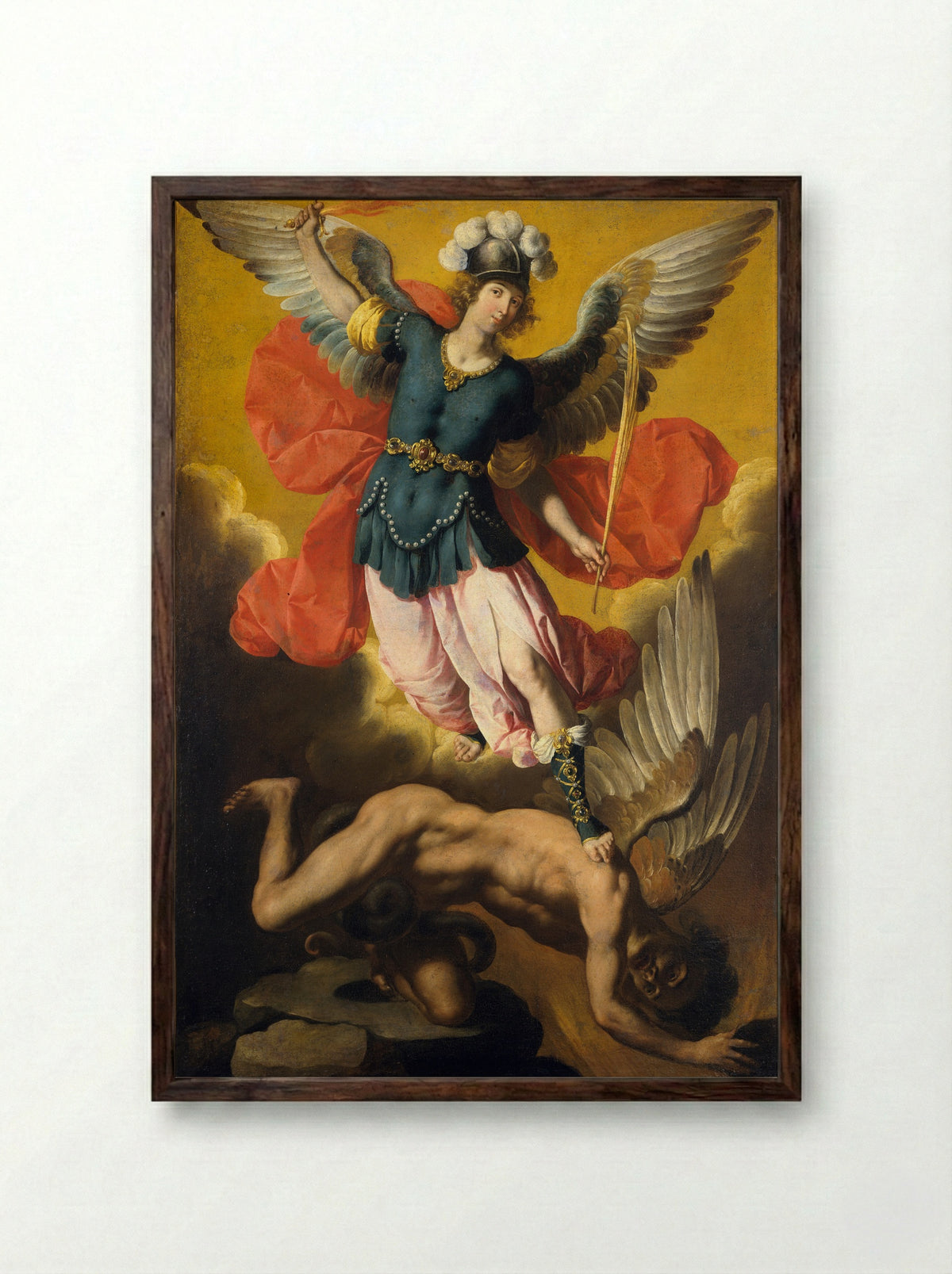 Saint Michael the Archangel - Ignacio de Ries - Framed Print Dark Wood