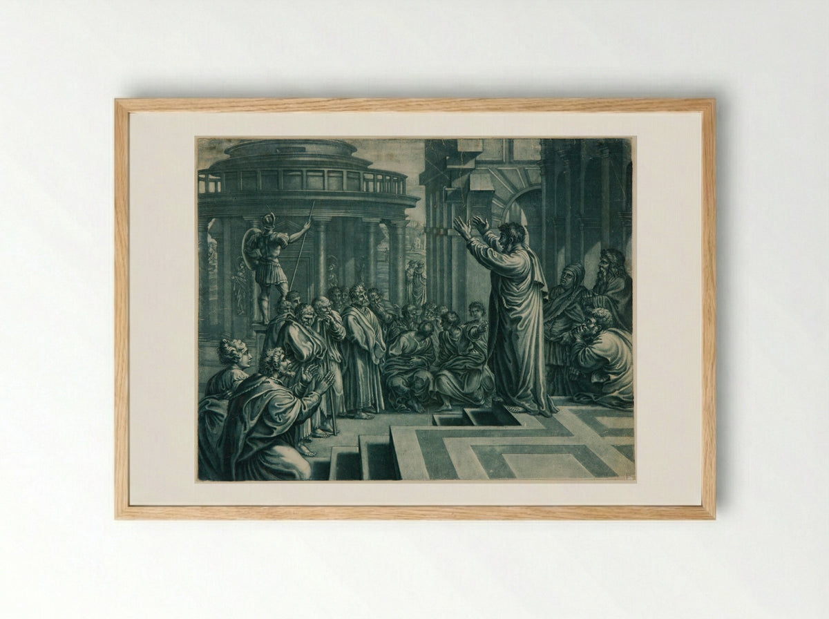 Saint Paul Preaching in Athens - Elisha Kirkall - Framed Print Wood