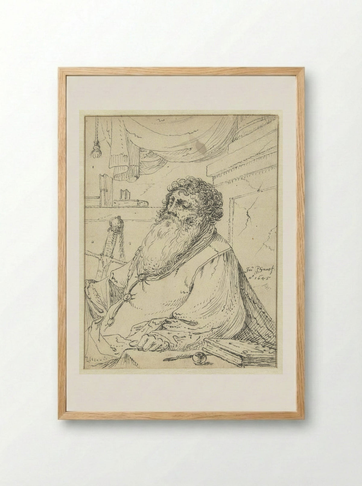 Saint Paul Seated at a Table - Jacob Symonsz. Pynas - Framed Print Wood