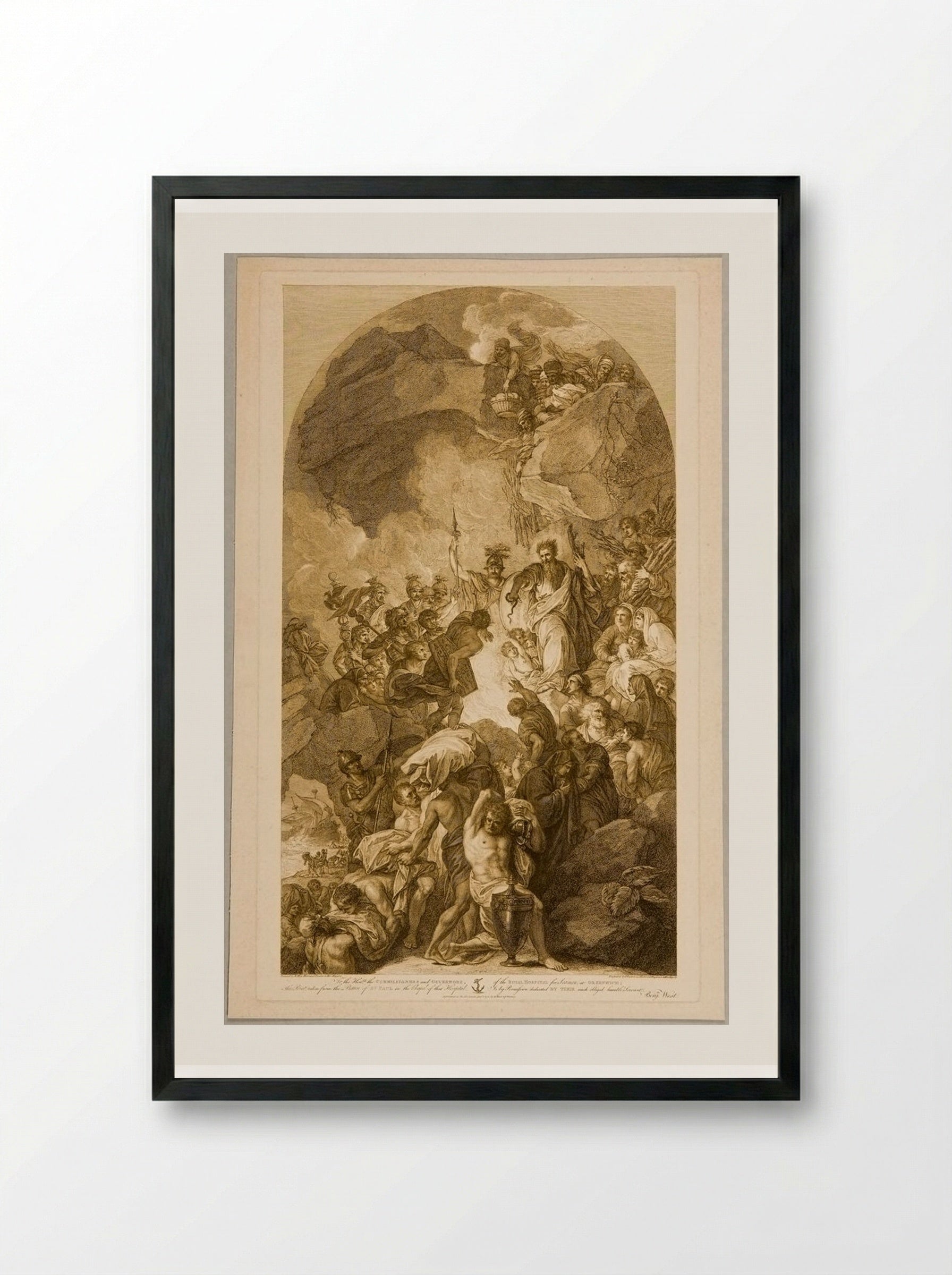 Saint Paul at Malta - Francesco Bartolozzi - Framed Print Black