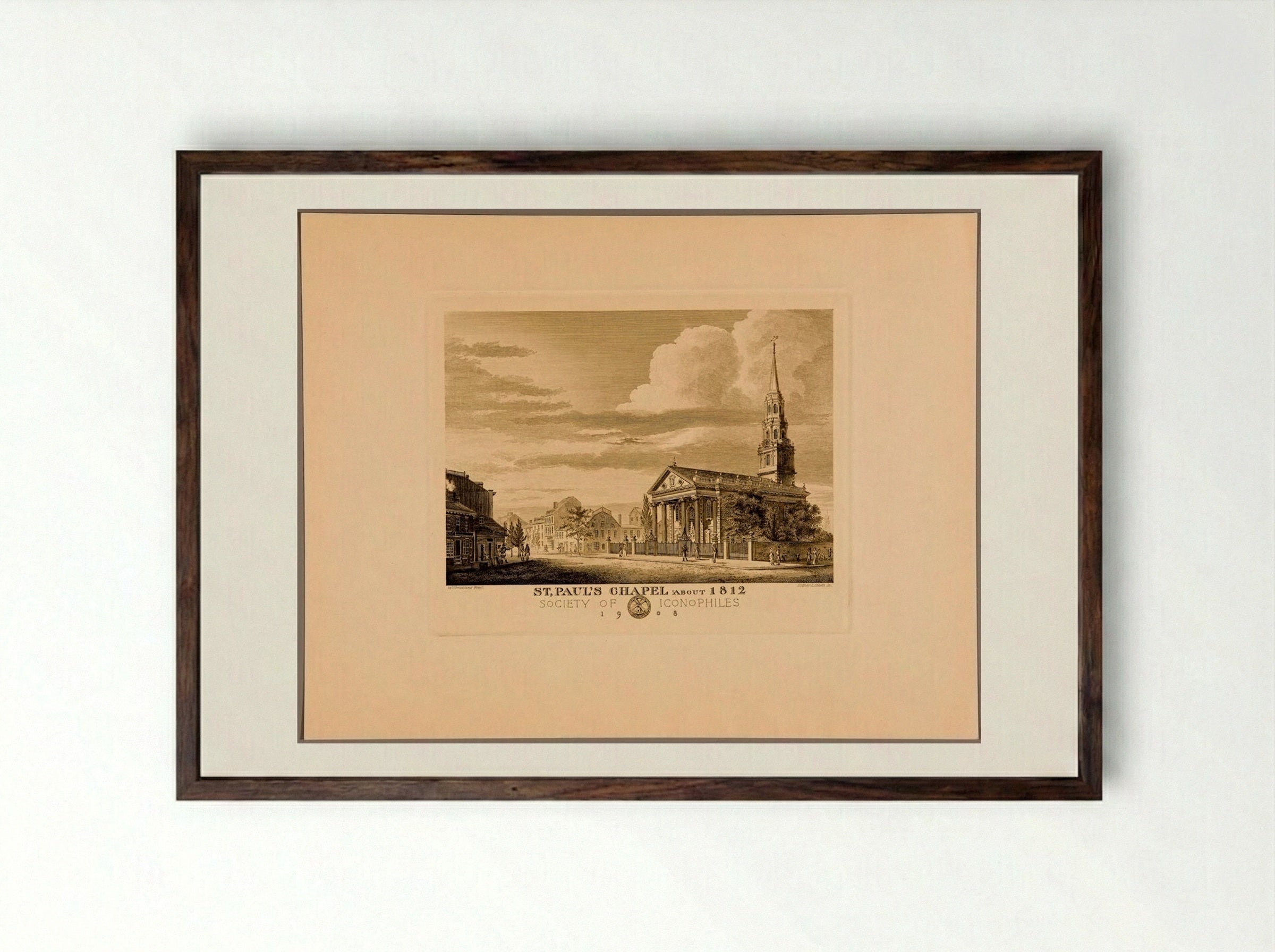 Saint Paul's Chapel, about 1812 - Sidney L. Smith - Framed Print Dark Wood