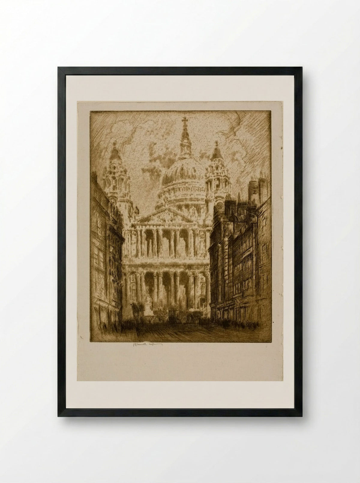 Saint Paul's, Fleet Street - Joseph Pennell - Framed Print Black