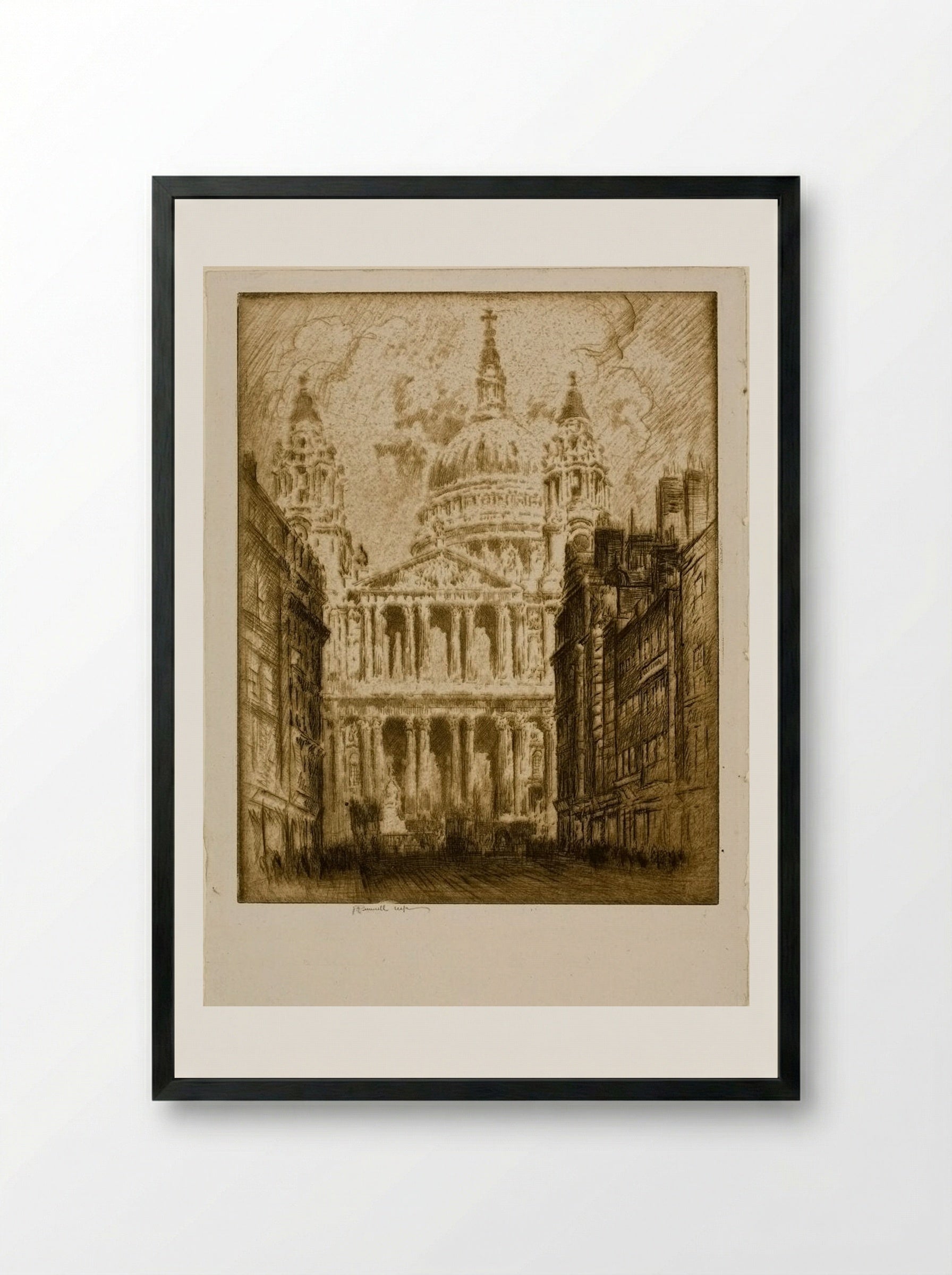 Saint Paul's, Fleet Street - Joseph Pennell - Framed Print Black