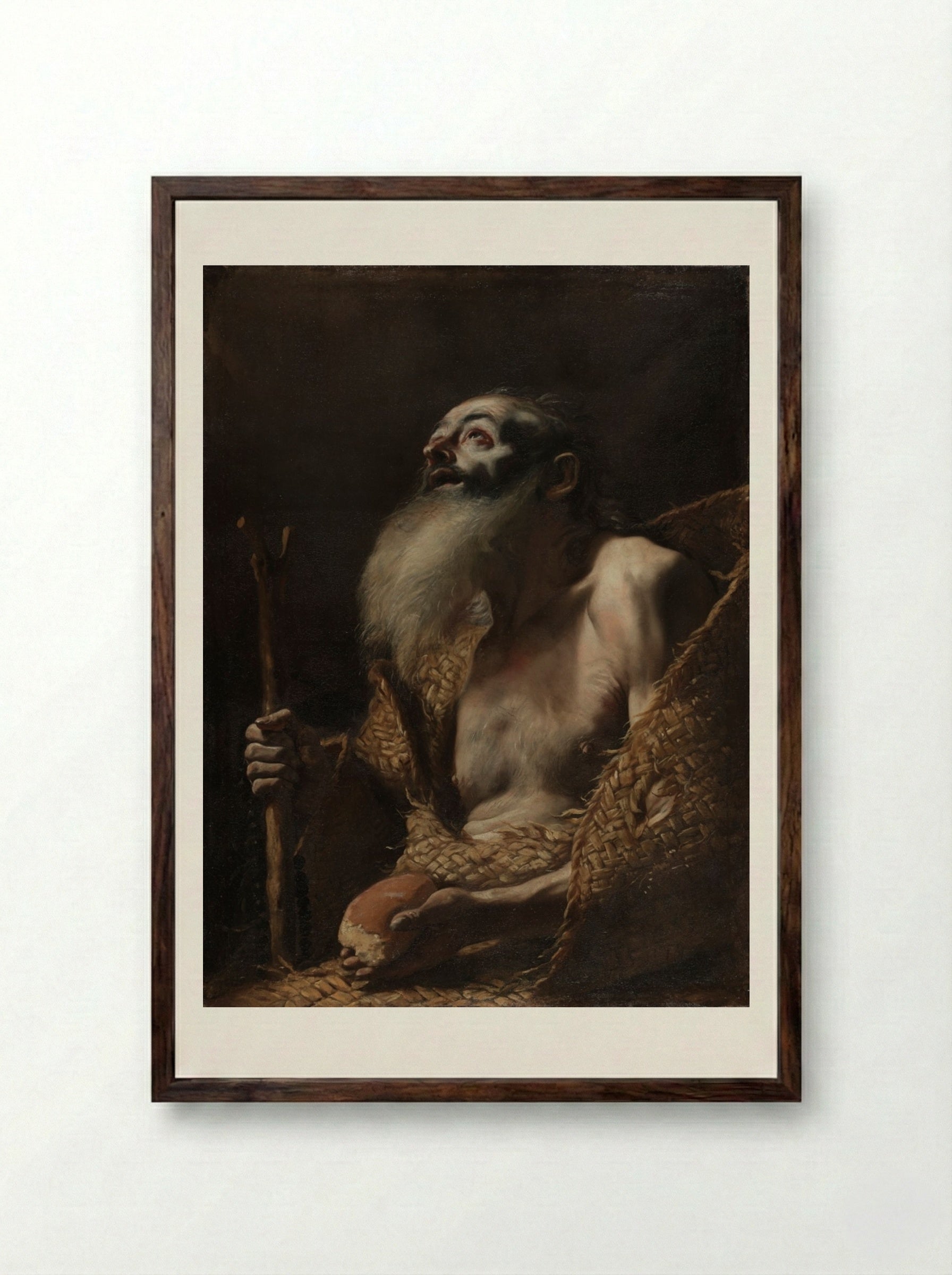 Saint Paul the Hermit - Mattia Preti - Framed Print Dark Wood