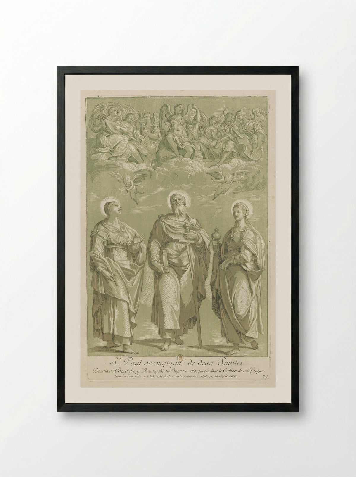 Saint Paul with Saints - Paul-Ponce-Antoine Robert - Framed Print Black